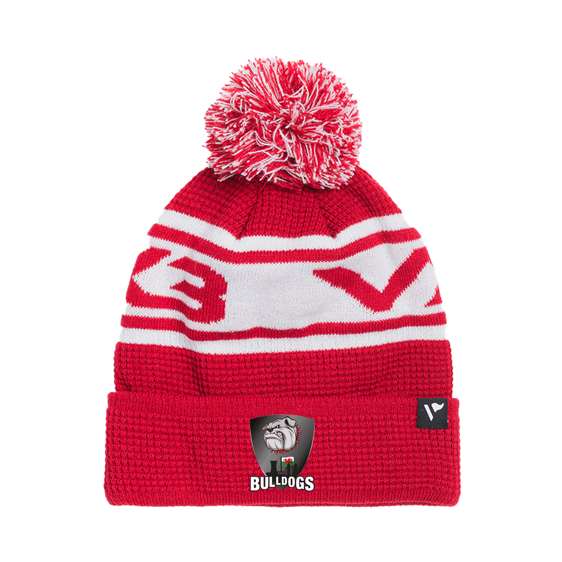 Port Talbot Bulldogs ABC Waffle Knit Bobble Hat - Red/White