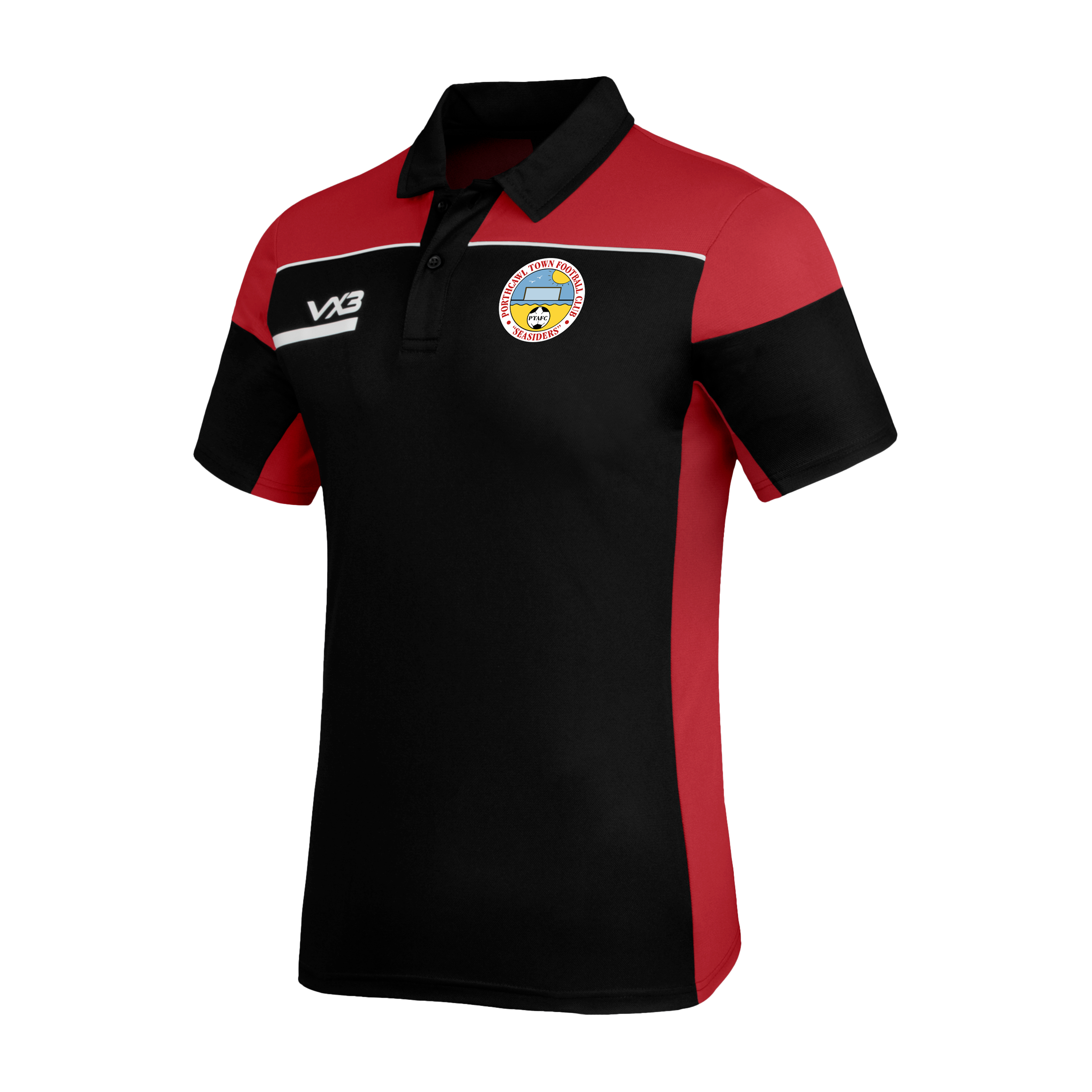 Porthcawl Town FC Seniors Opus Polo - Black Red