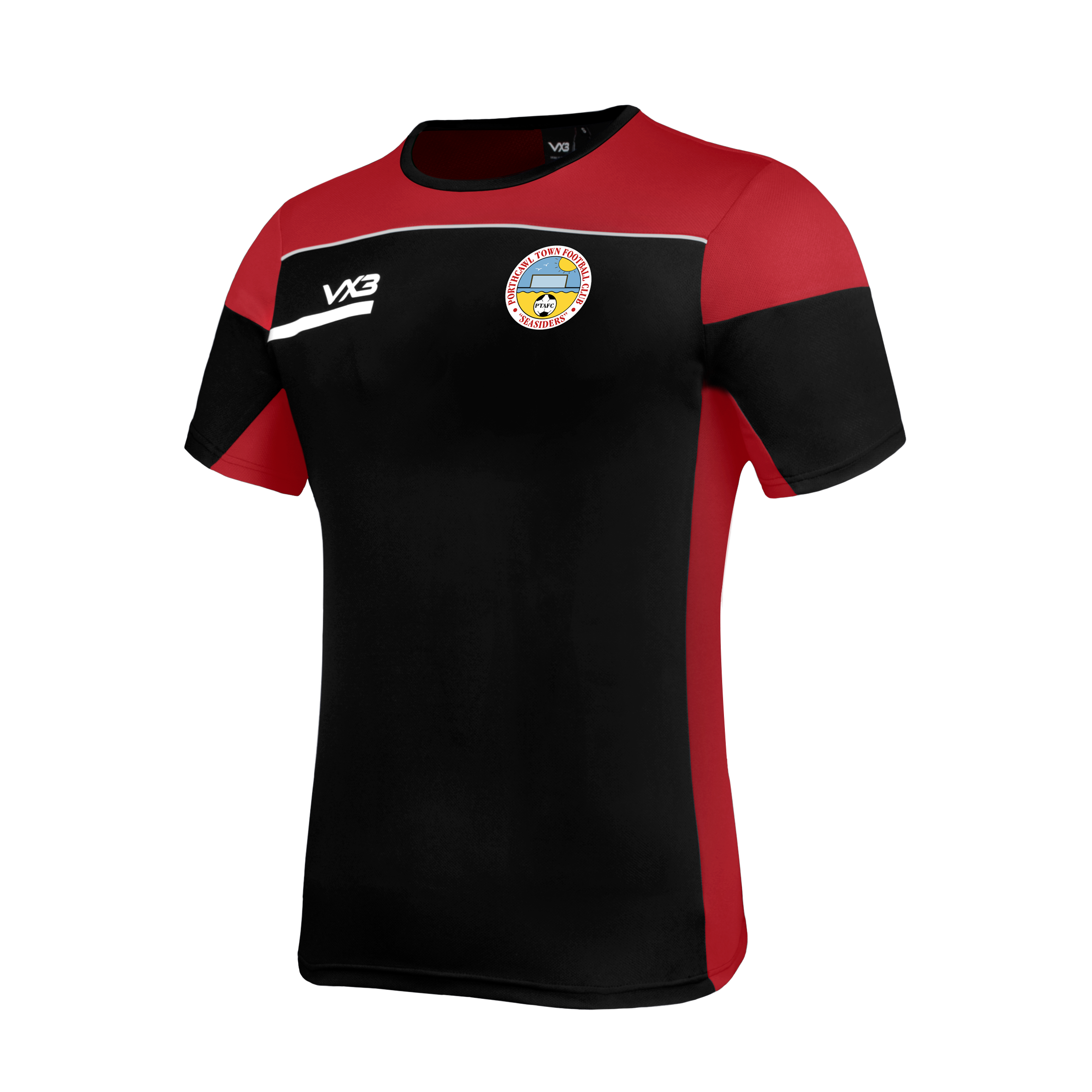 Porthcawl Town FC Seniors Opus Tee - Black Red