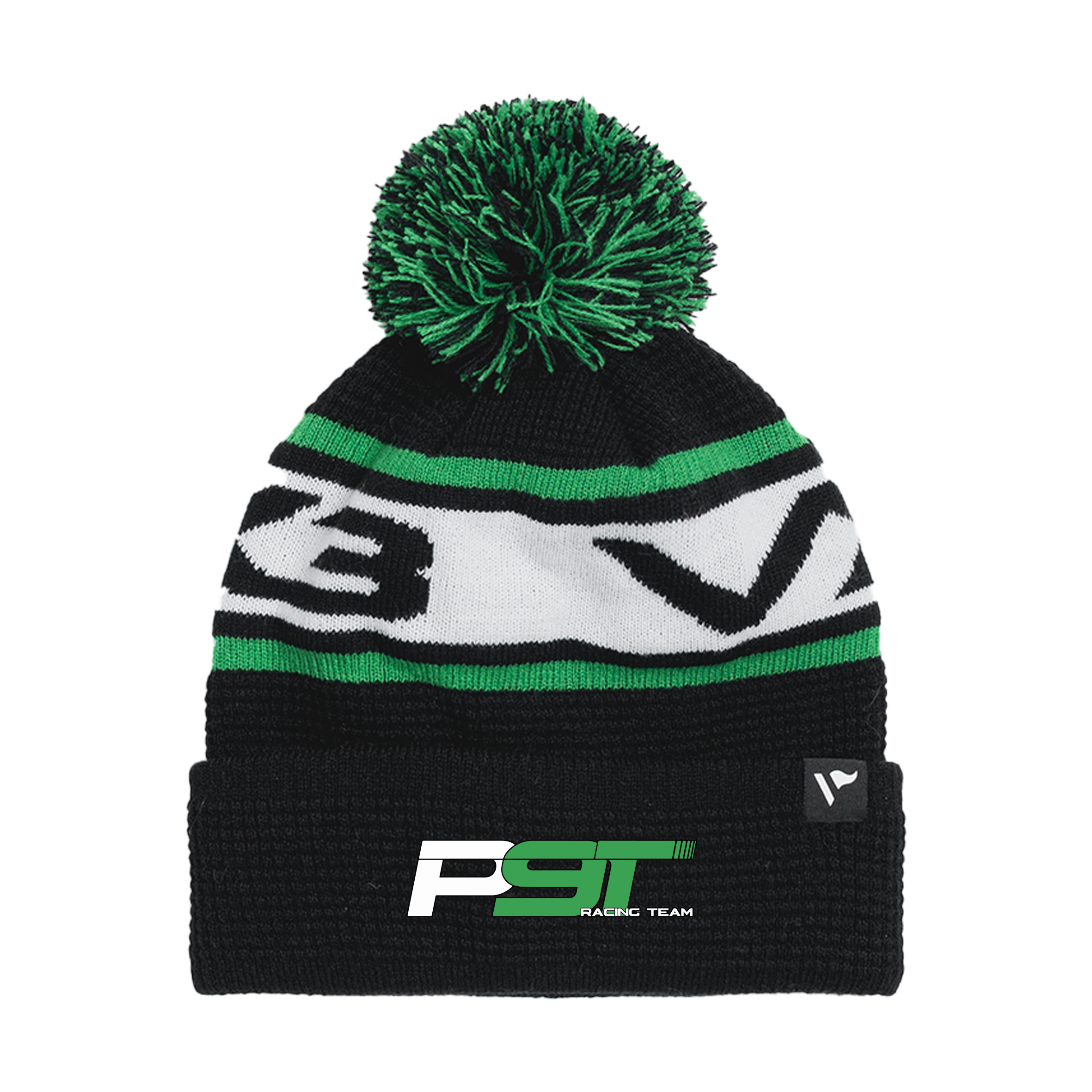 Project 91 Racing Team Waffle Knit Bobble Hat - Black/Emerald/White