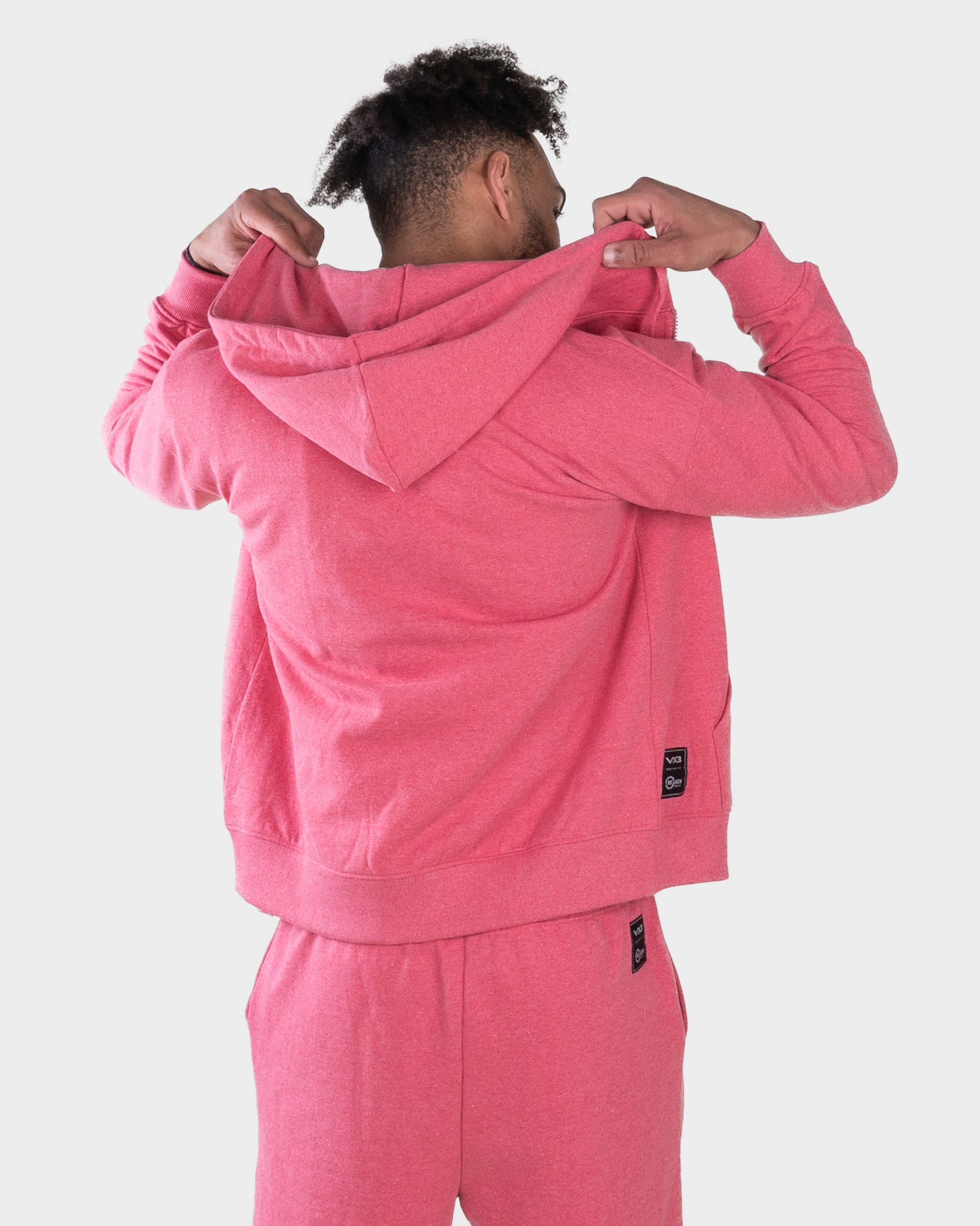 REGEN Men's Zip Up Hoodie Dusty Pink