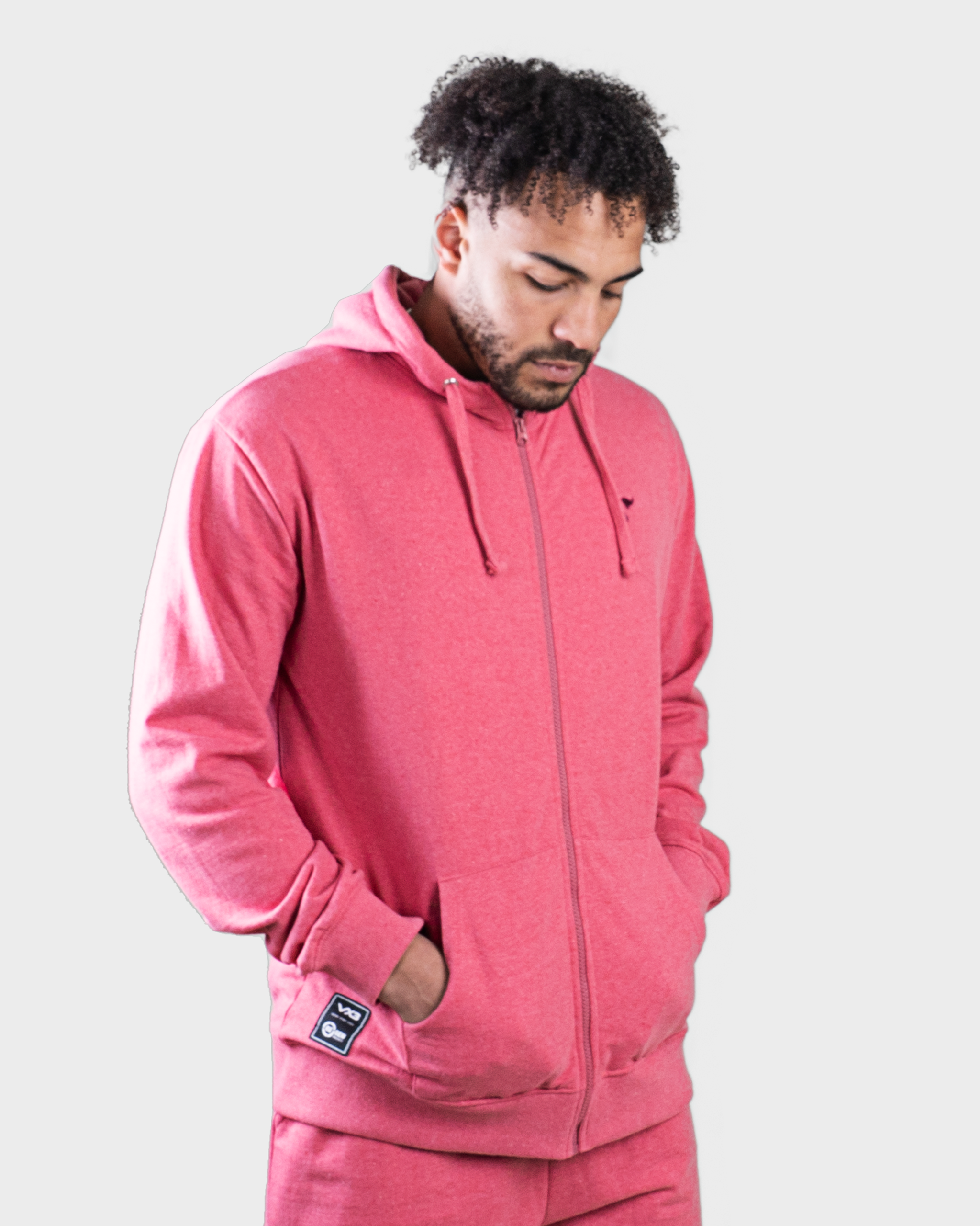 REGEN Men's Zip Up Hoodie Dusty Pink