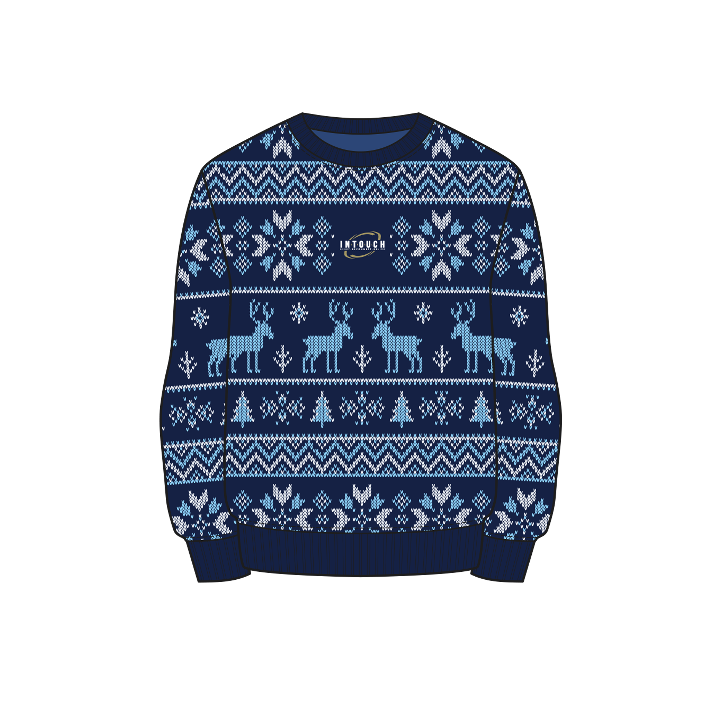Royal Navy Rugby League - InTouch Christmas Jumper - Navy/Sky/White Youth