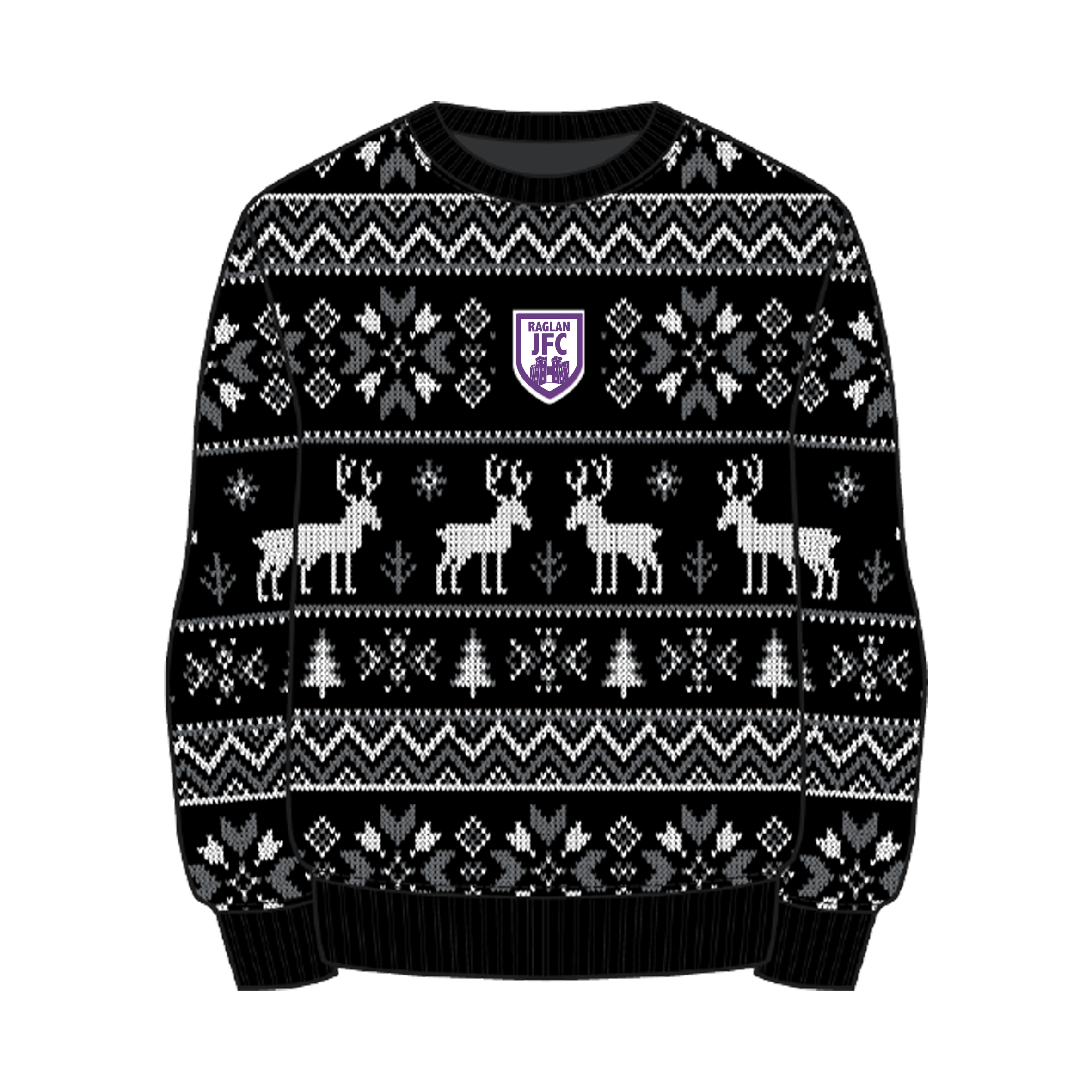 Raglan JFC Christmas Jumper - Black/Grey/White Youth