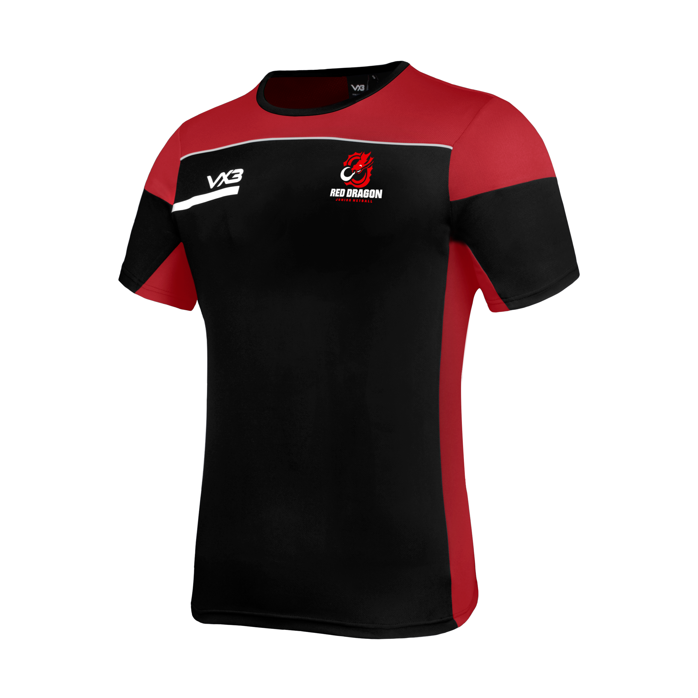 Red Dragon Junior Netball Opus Tee Youth - Black Red