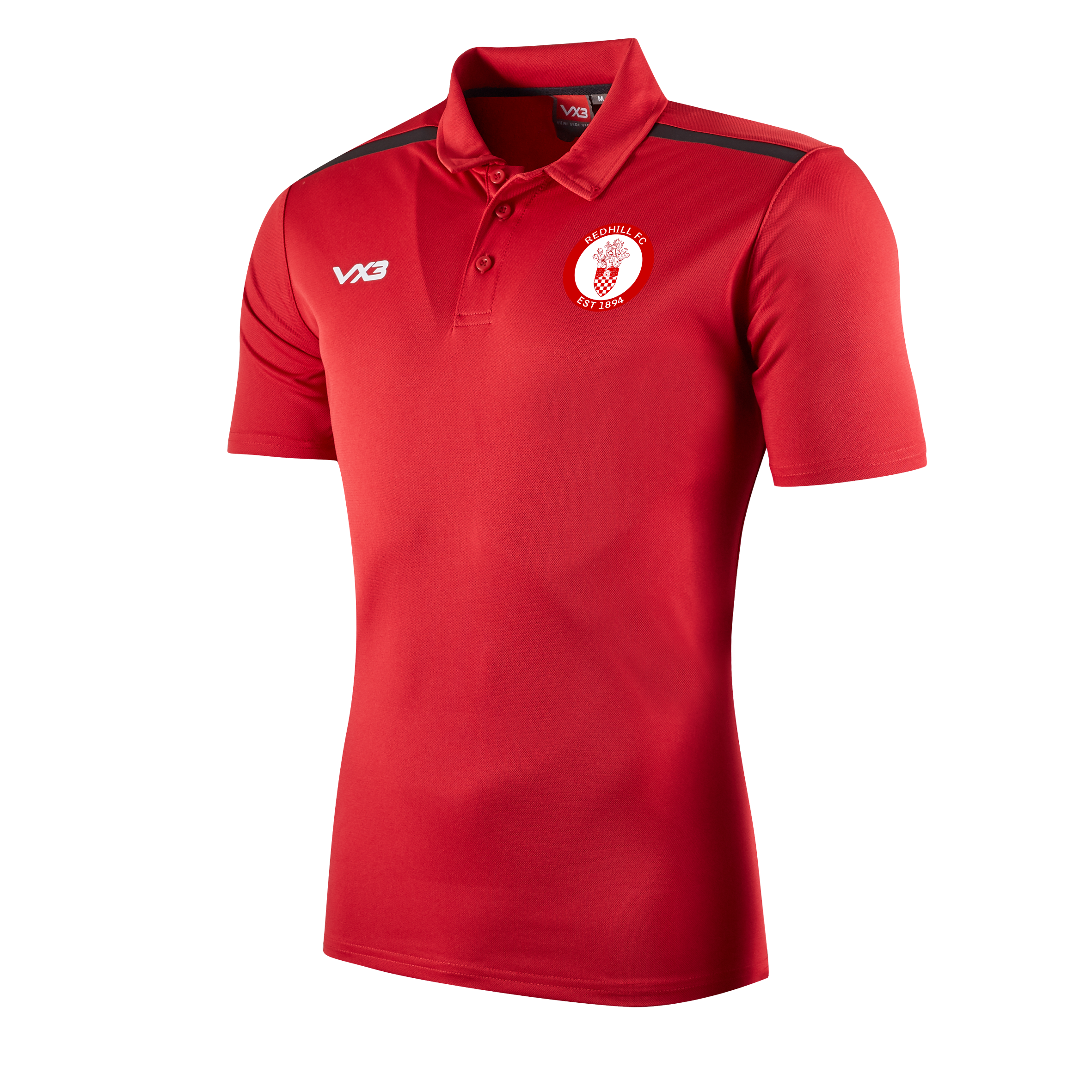 Redhill FC Fortis Polo Red/Black