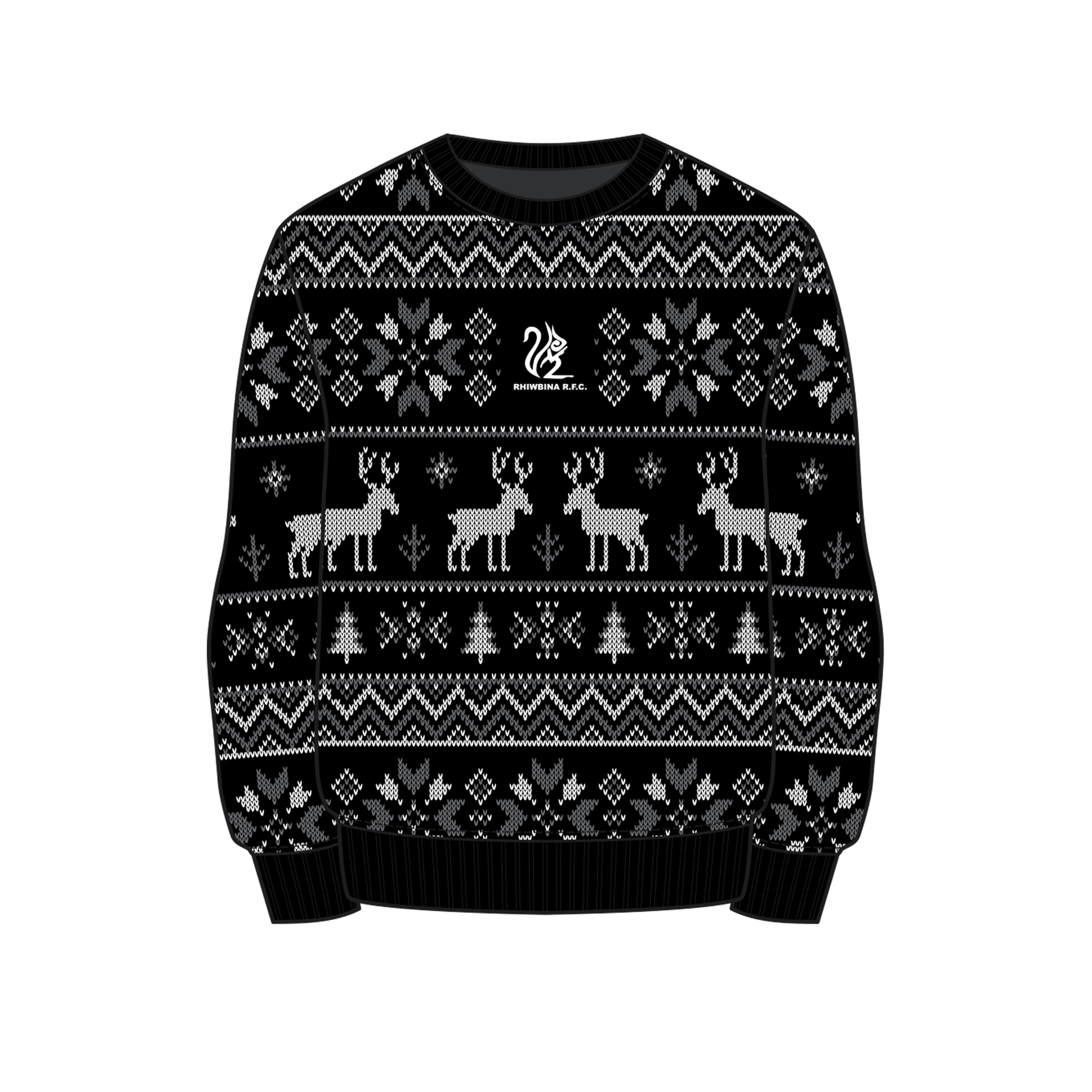 Rhiwbina RFC Christmas Jumper - Black/Grey/White