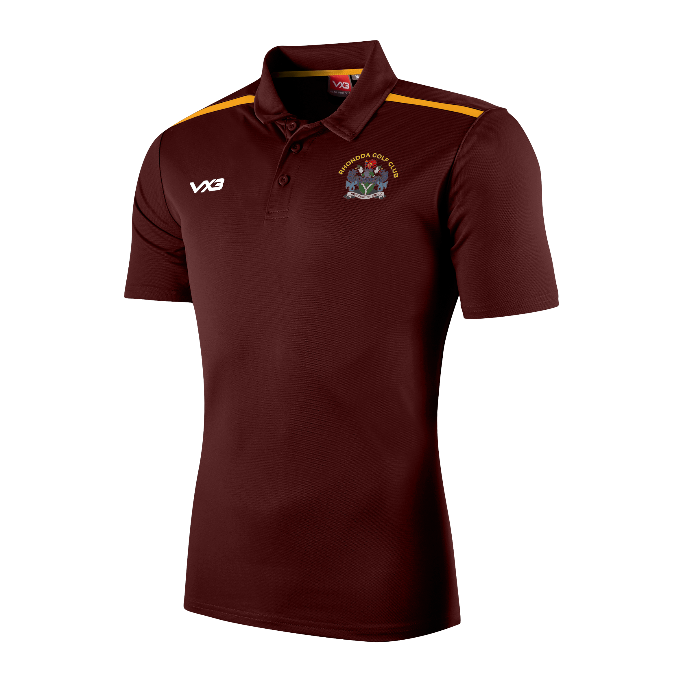 Rhondda Golf Club Fortis Polo Maroon/Amber