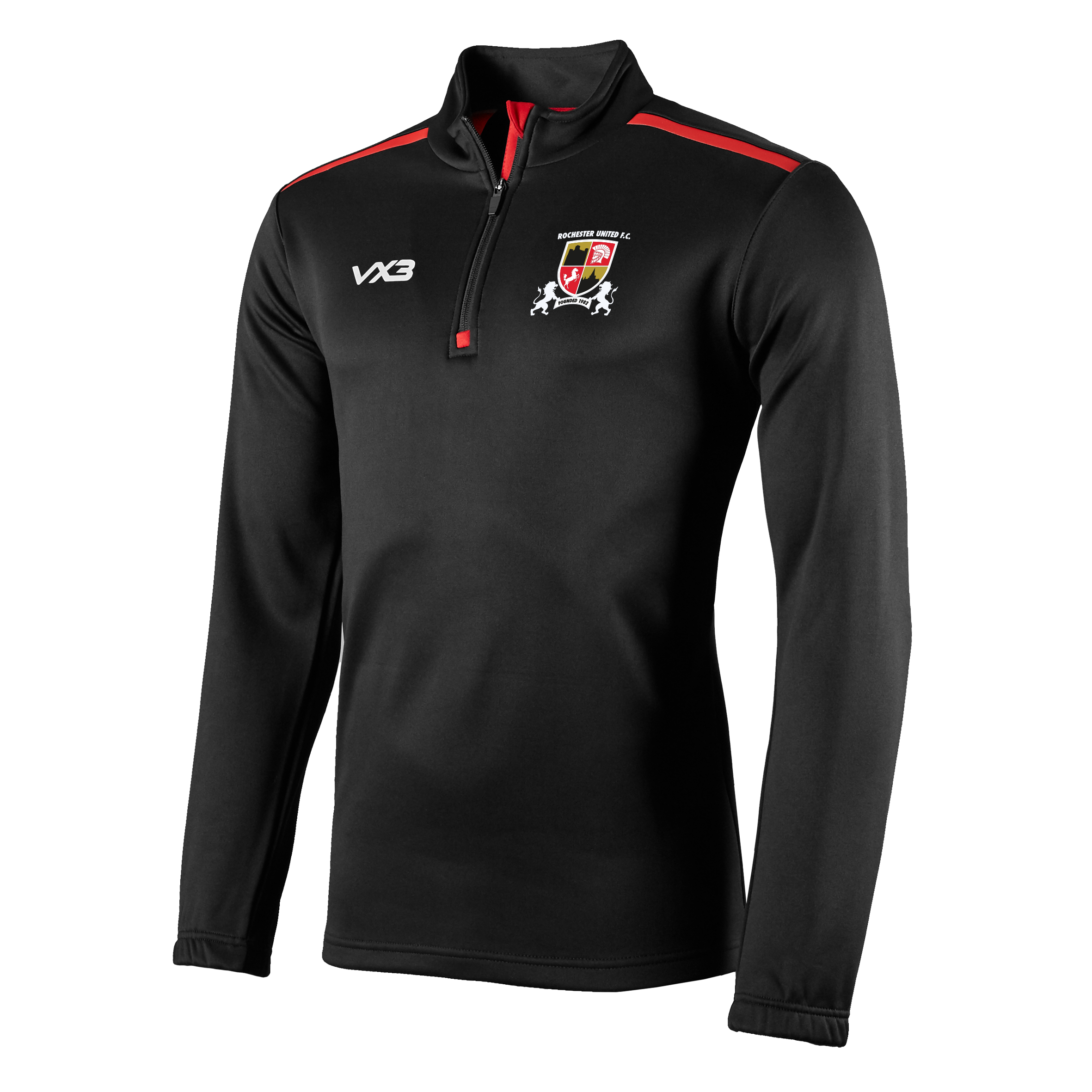 Rochester United FC Fortis Youth Quarter Zip Sweat Black/Red