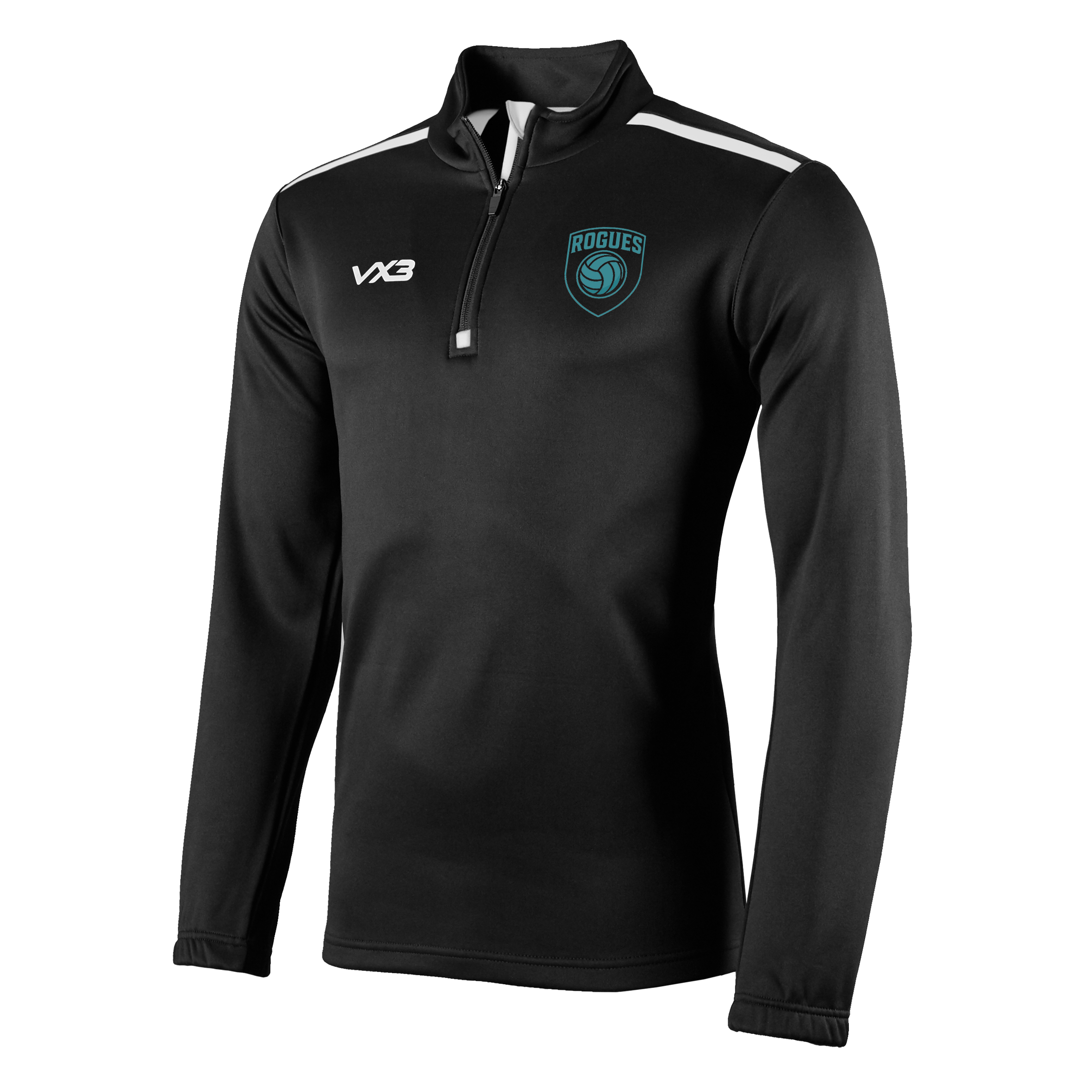 Rogues Netball Black/White Fortis Quarter Zip Sweat