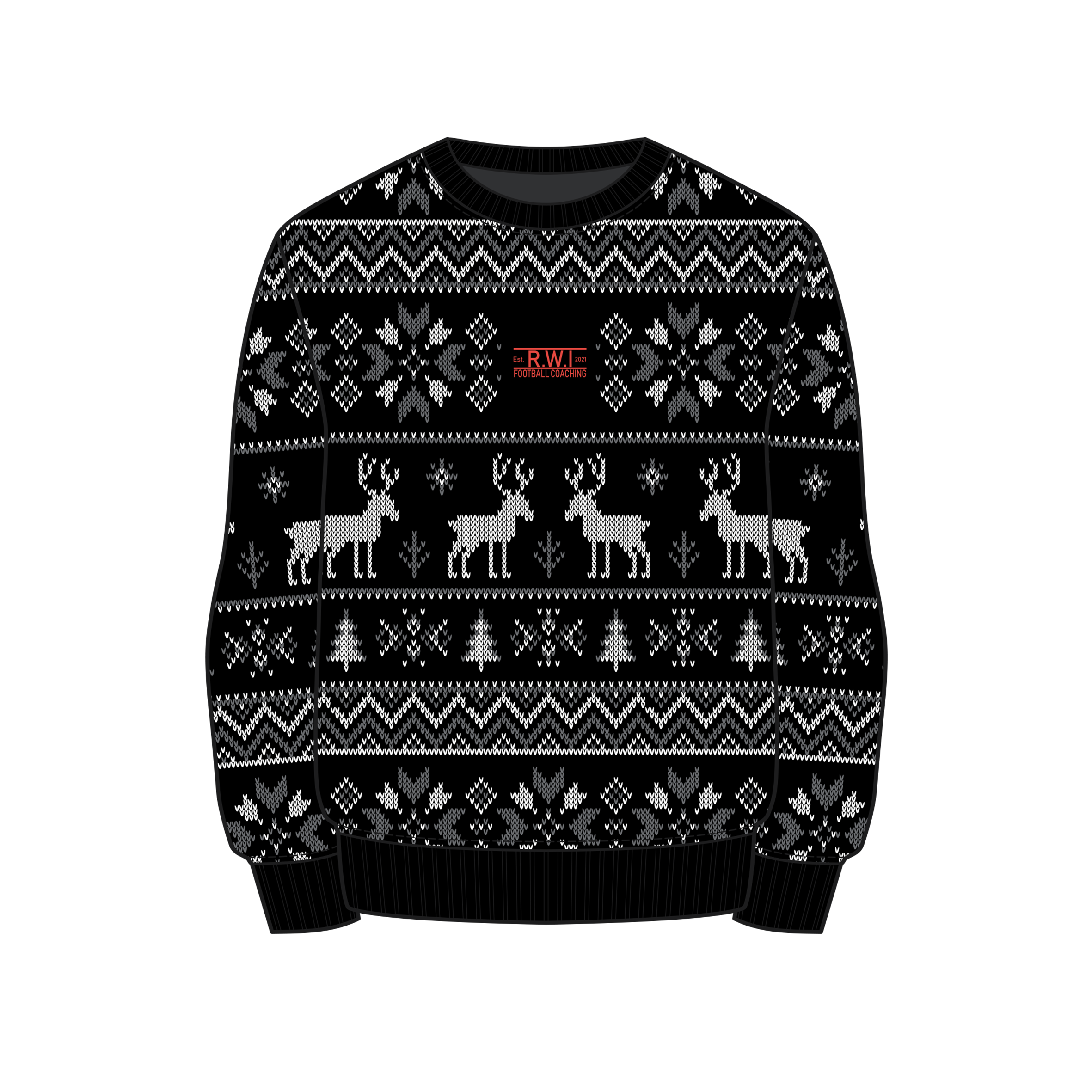 Roll With It Coaching Christmas Jumper - Black/Grey/White Youth