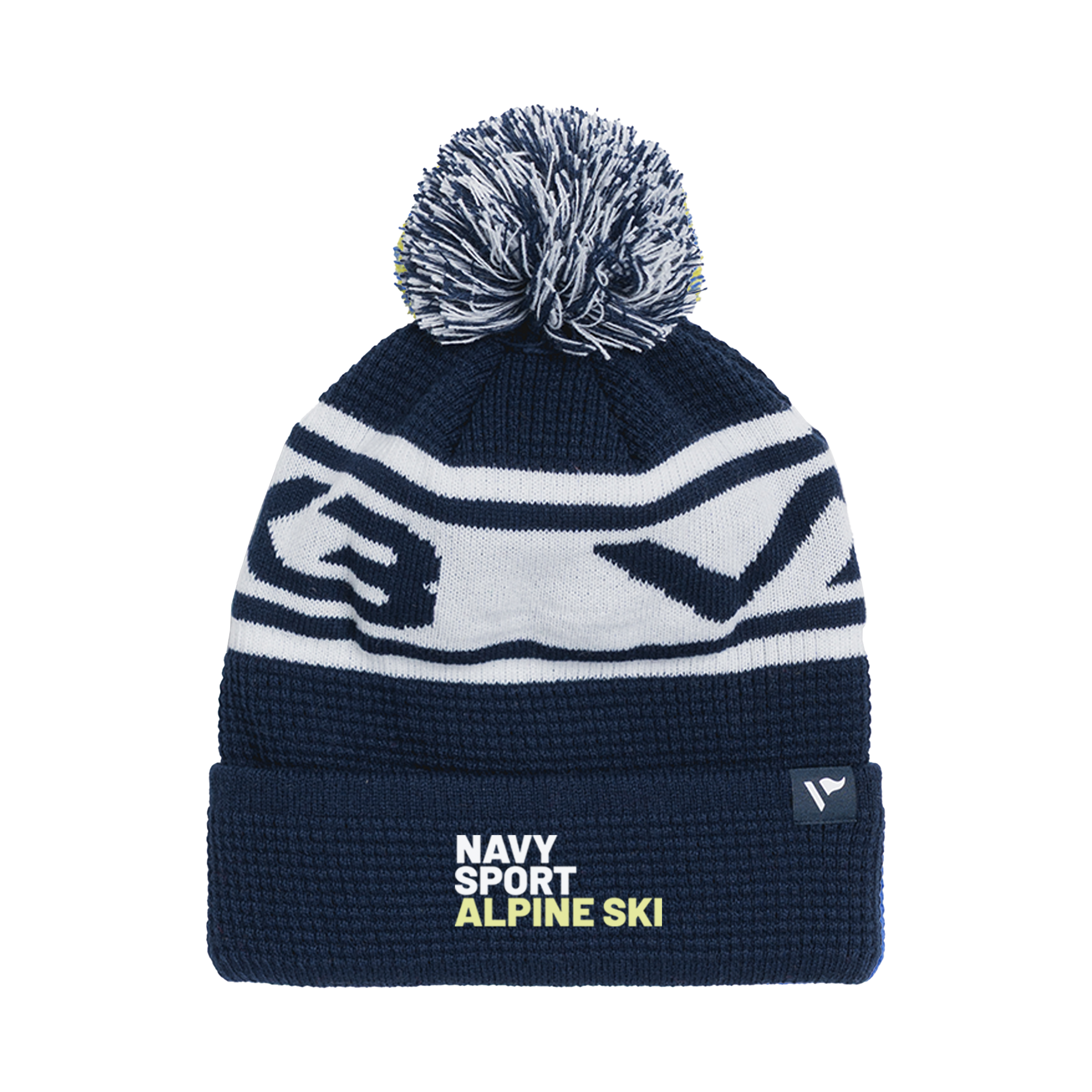 Royal Navy Alpine Ski Waffle Knit Bobble Hat -  Navy/White