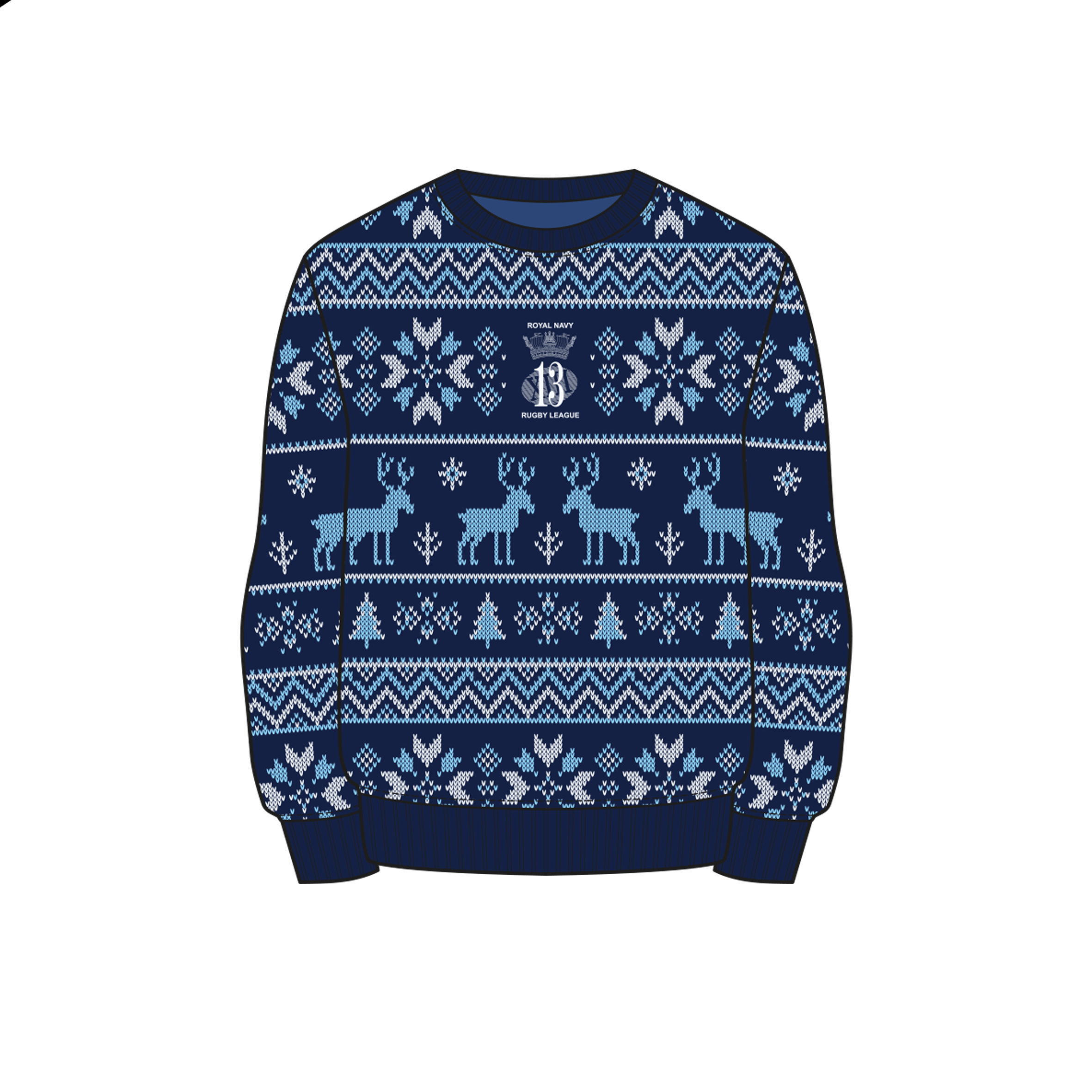 Royal Navy Rugby League Christmas Jumper - Navy/Sky/White Youth