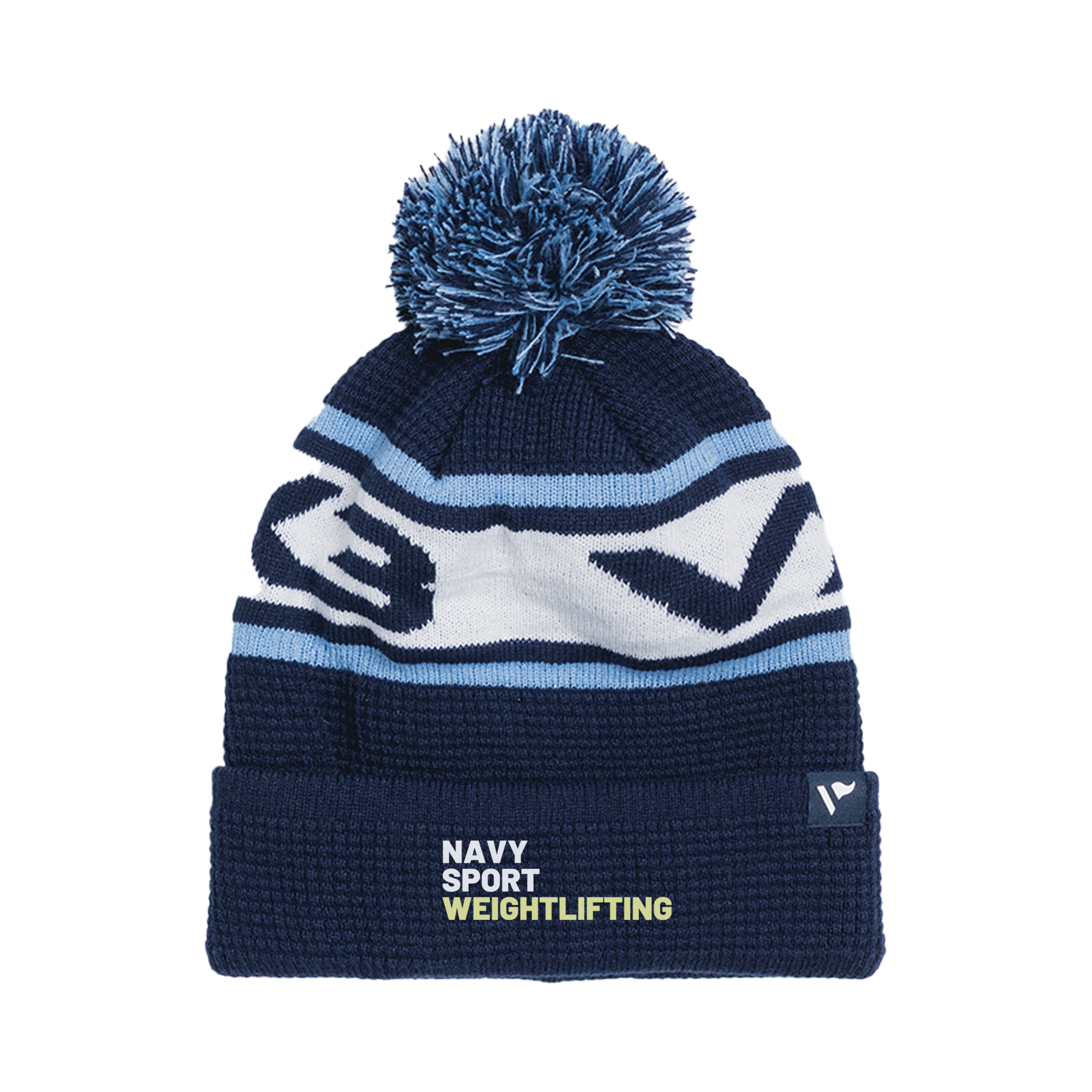 Royal Navy Weightlifting Waffle Knit Bobble Hat - Navy/Sky/White