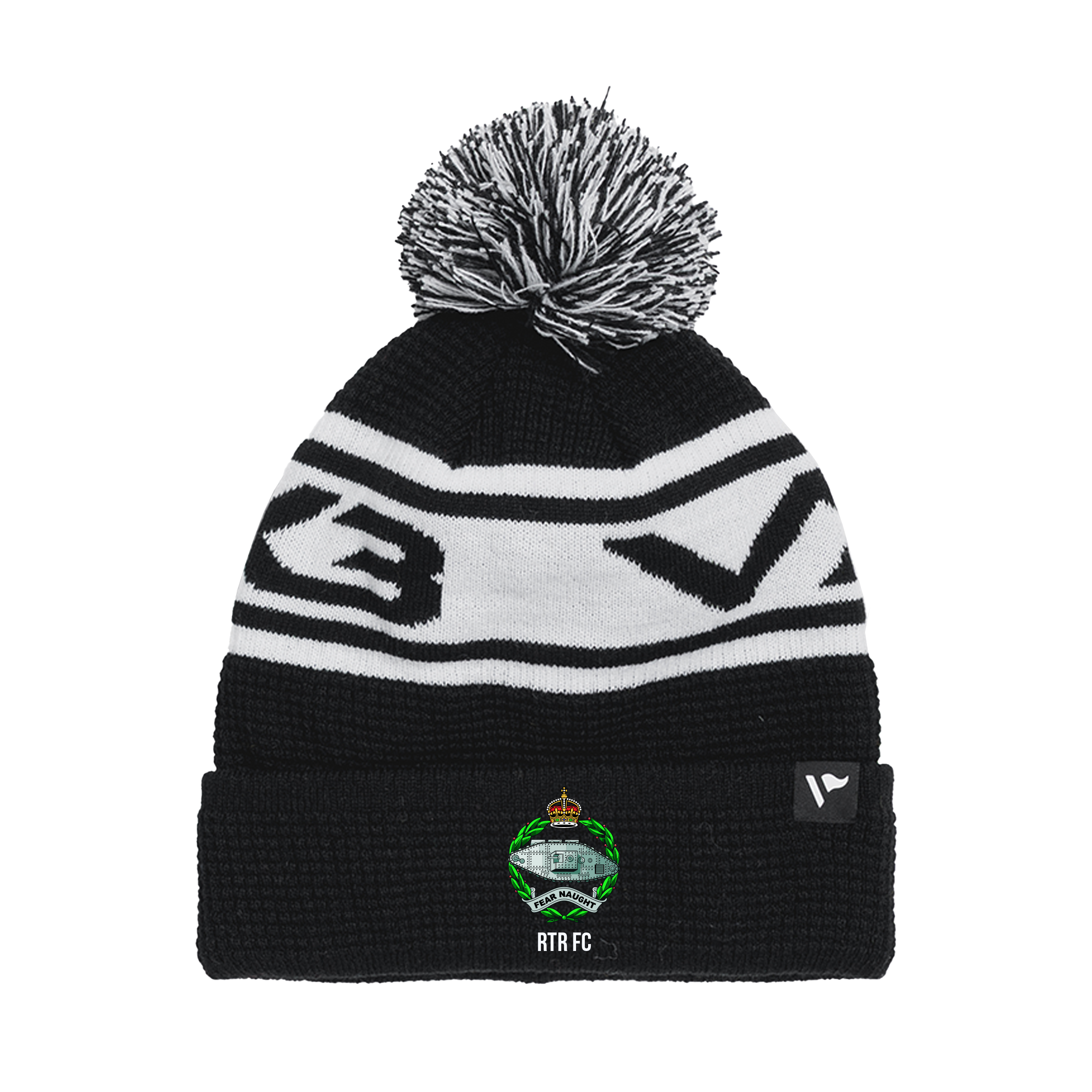 Royal Tank Regiment FC Waffle Knit Bobble Hat - Black/White