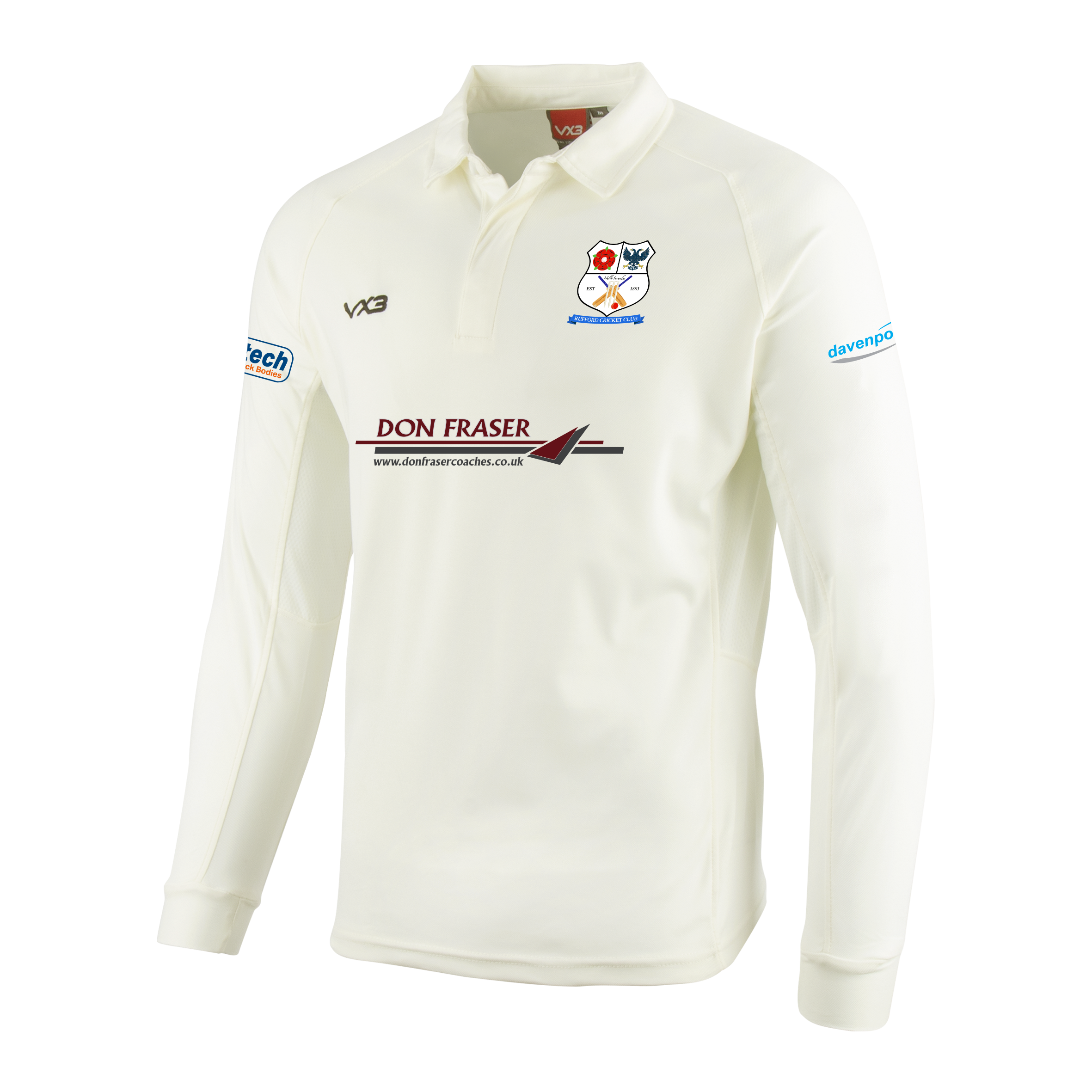 Rufford Cricket Club Cricket Whites Long Sleeve Shirt