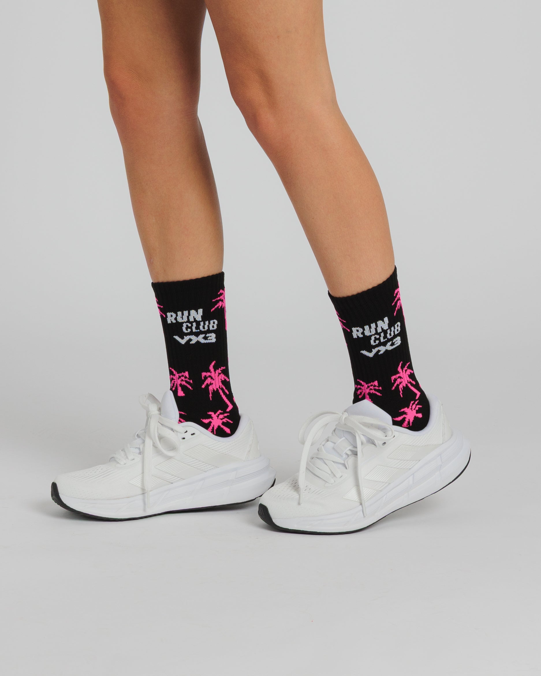 Women's VX3 Run Club Sock Navy/Fluro Yellow/Pink