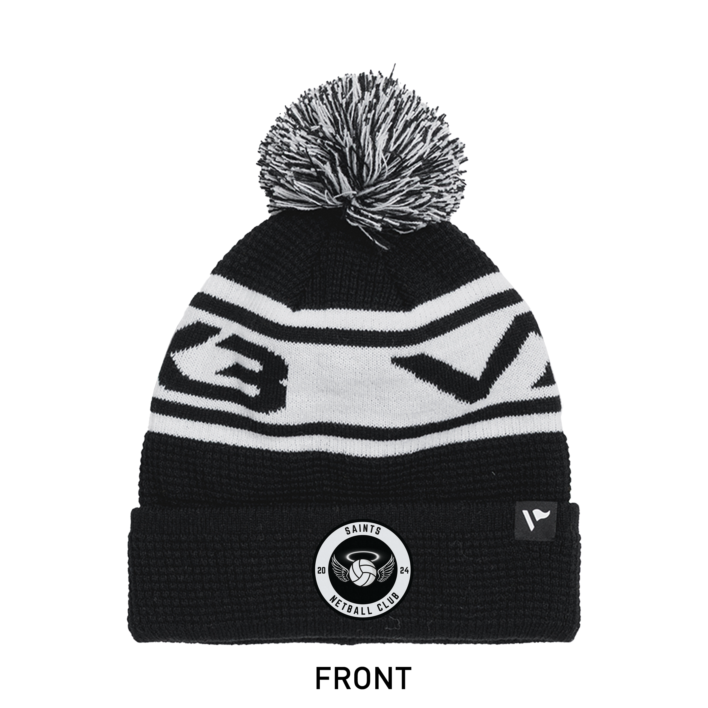 Saints Netball Club Waffle Knit Bobble Hat - Black/White
