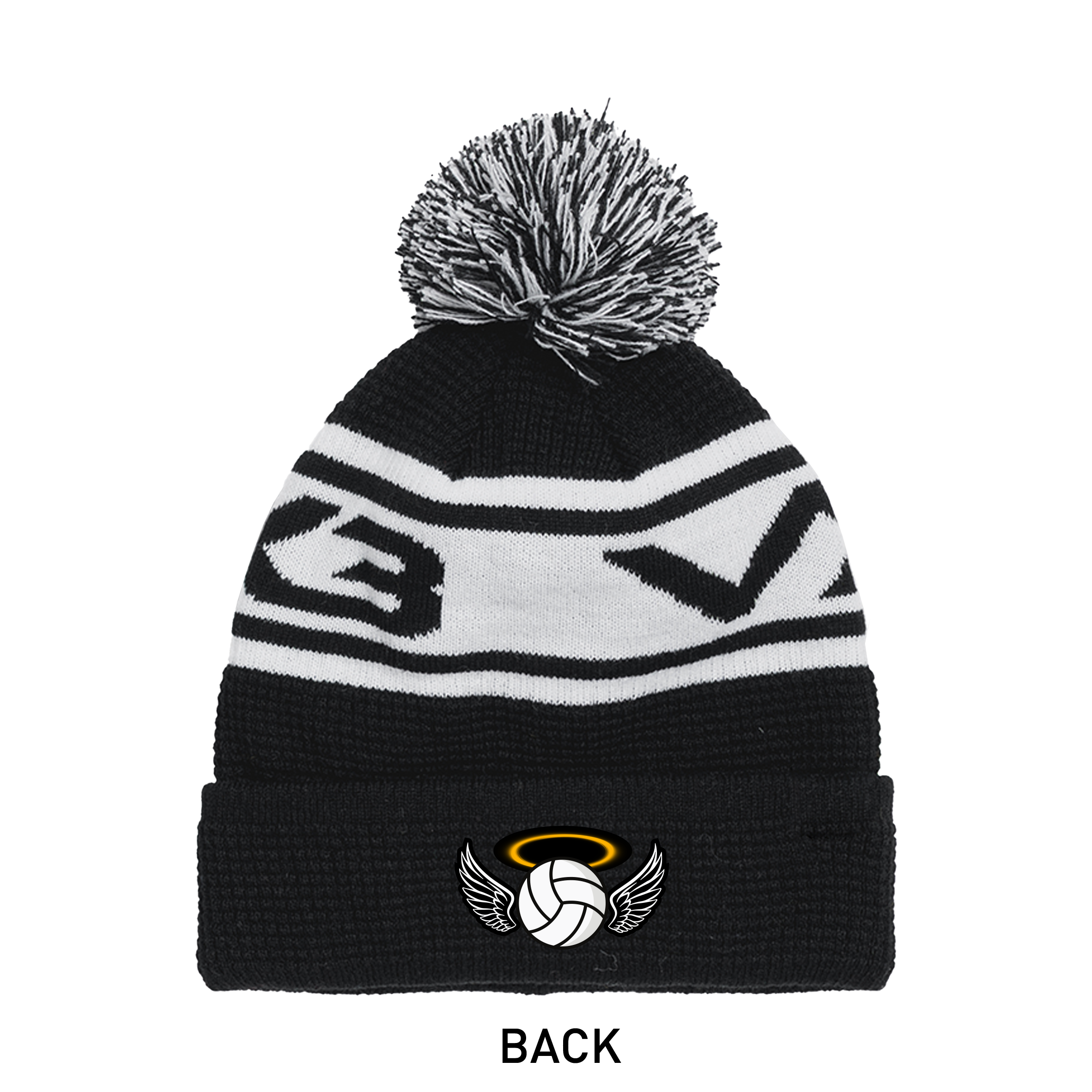 Saints Netball Club Waffle Knit Bobble Hat - Black/White