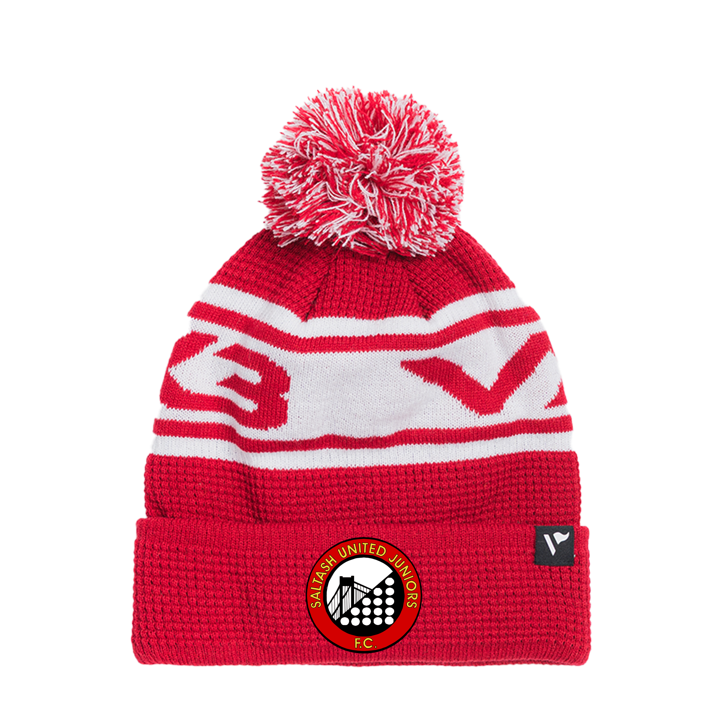 Saltash United Juniors Waffle Knit Bobble Hat -  Red/White