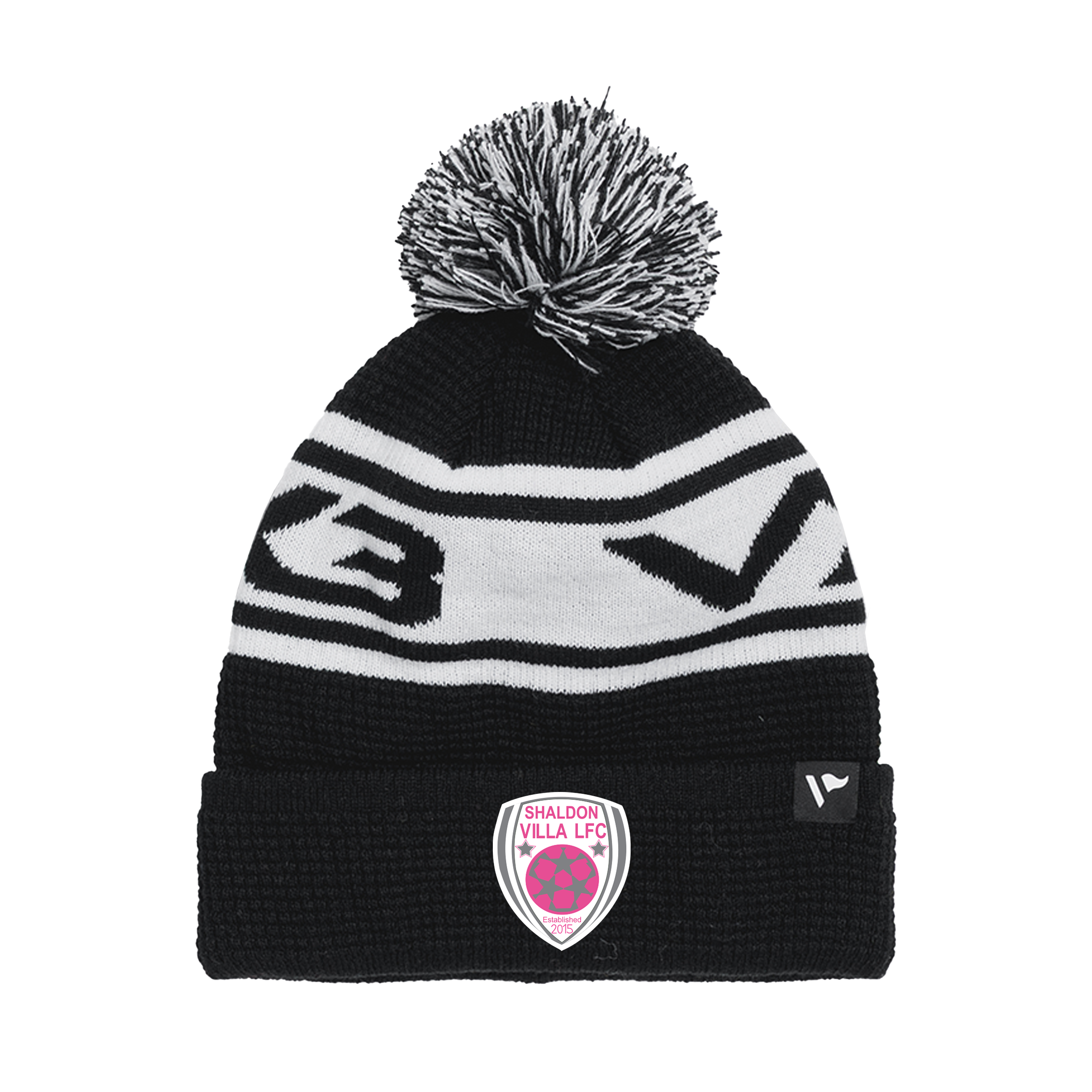 Shaldon Villa Ladies FC Waffle Knit Bobble Hat - Black/White