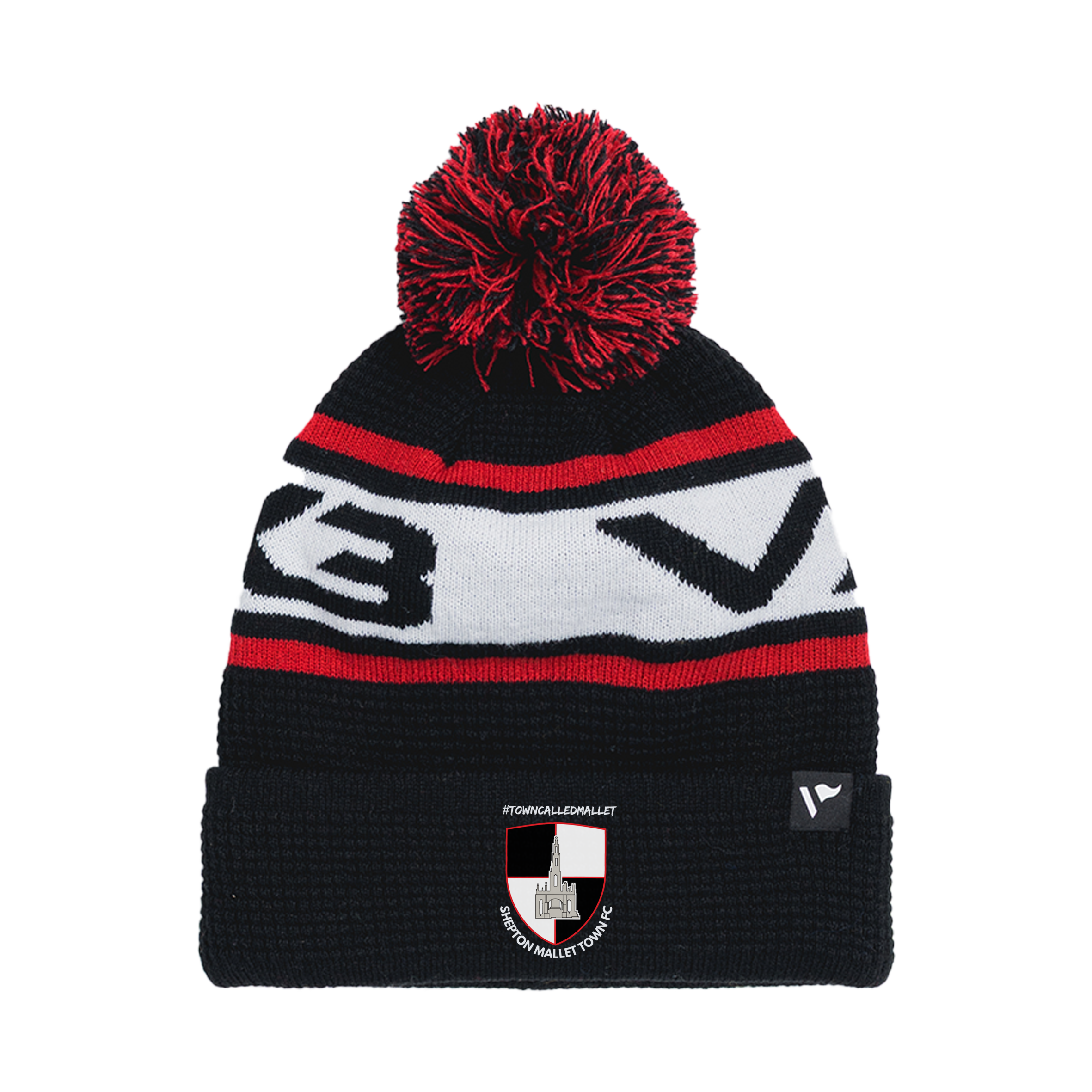 Shepton Mallet AFC Waffle Knit Bobble Hat - Black/Red/White