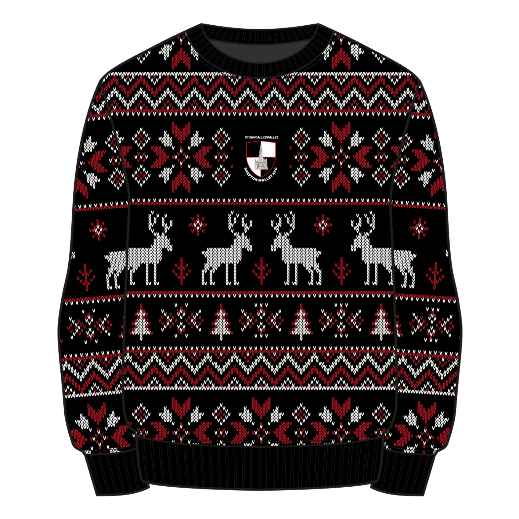 Shepton Mallet AFC Christmas Jumper - Black/Red/White Youth