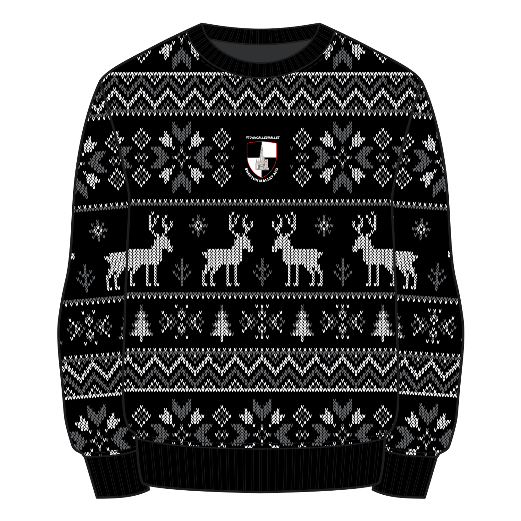 Shepton Mallet AFC Christmas Jumper - Black/Grey/White Youth