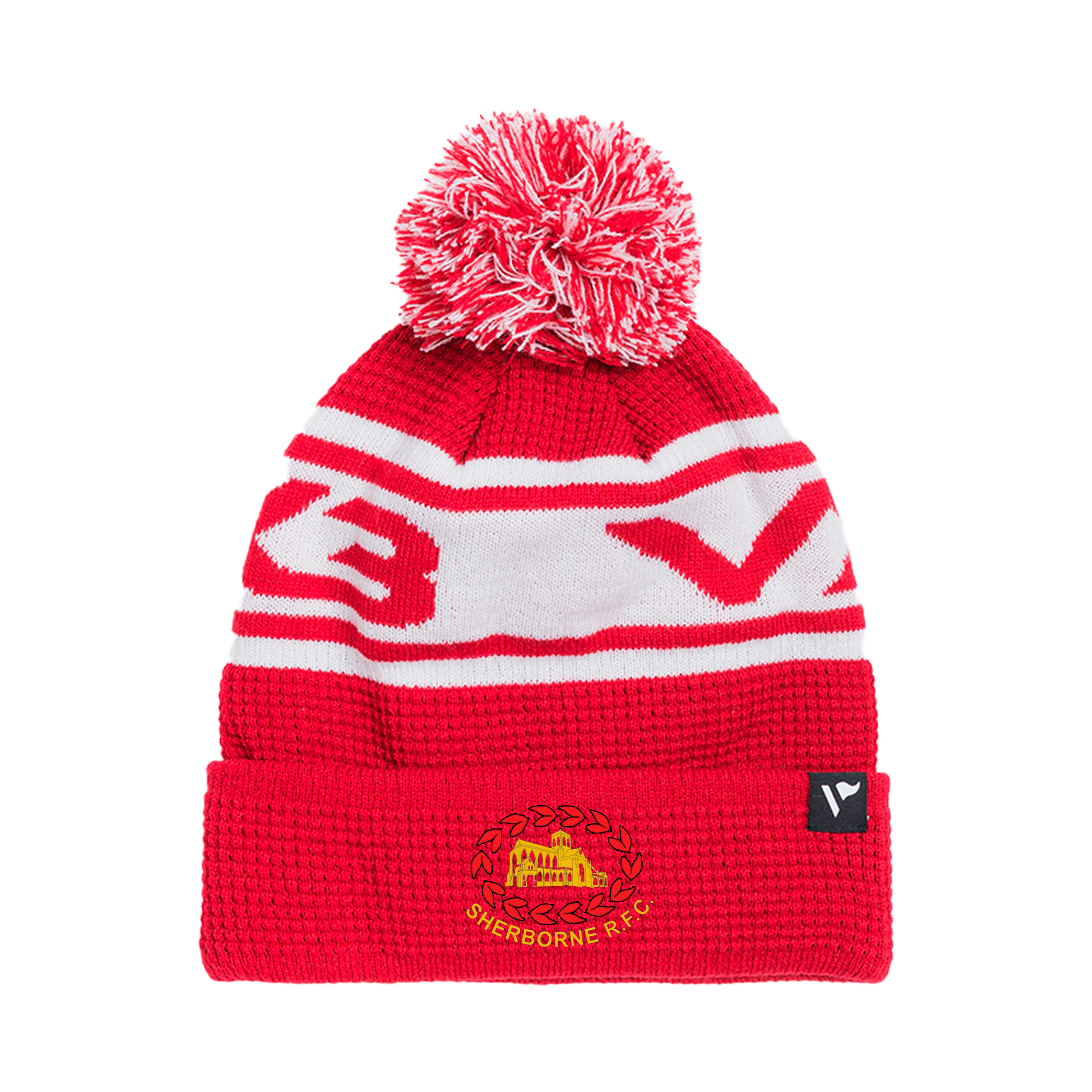 Sherborne RFC Waffle Knit Bobble Hat - Red/White
