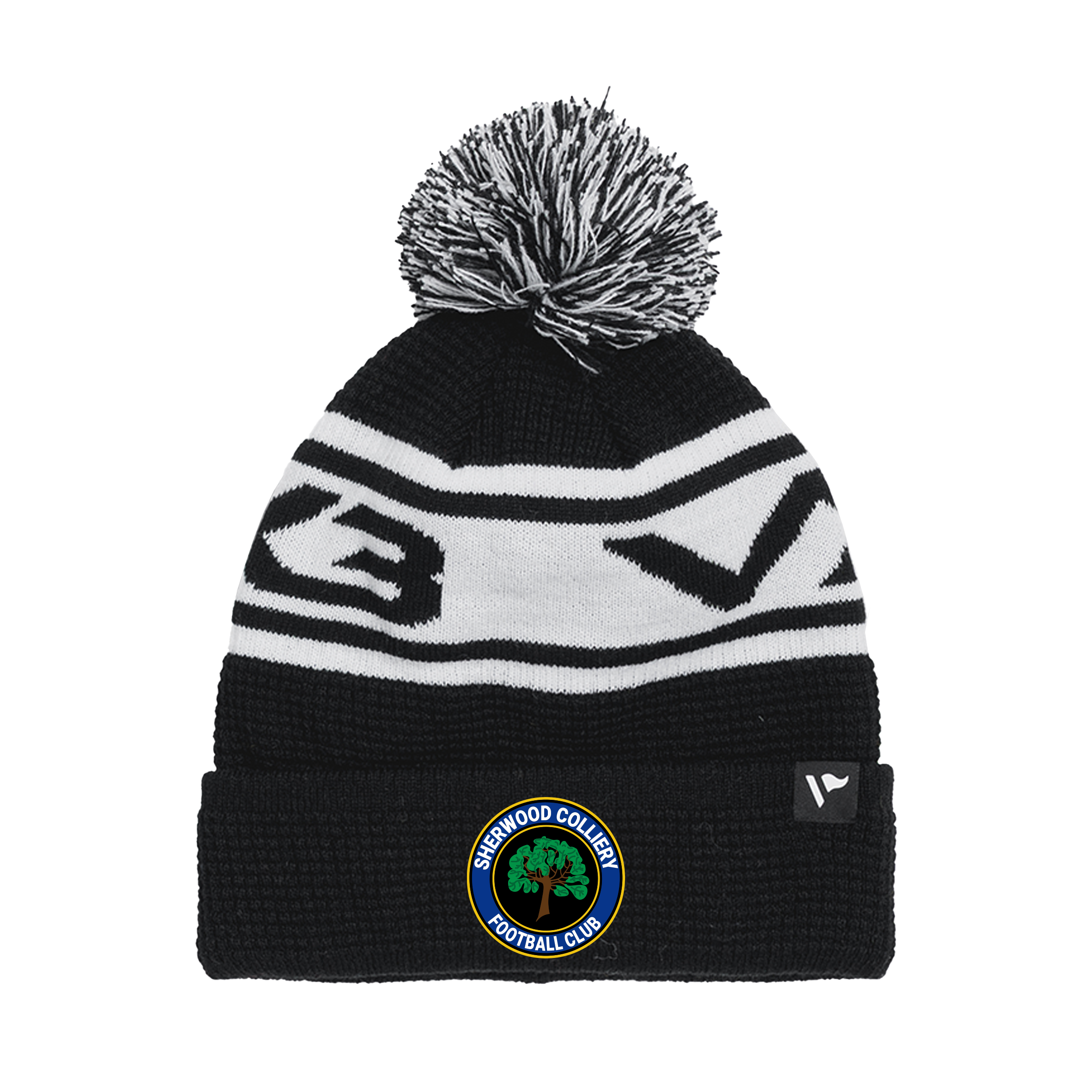 Sherwood Colliery FC Waffle Knit Bobble Hat - Black/White