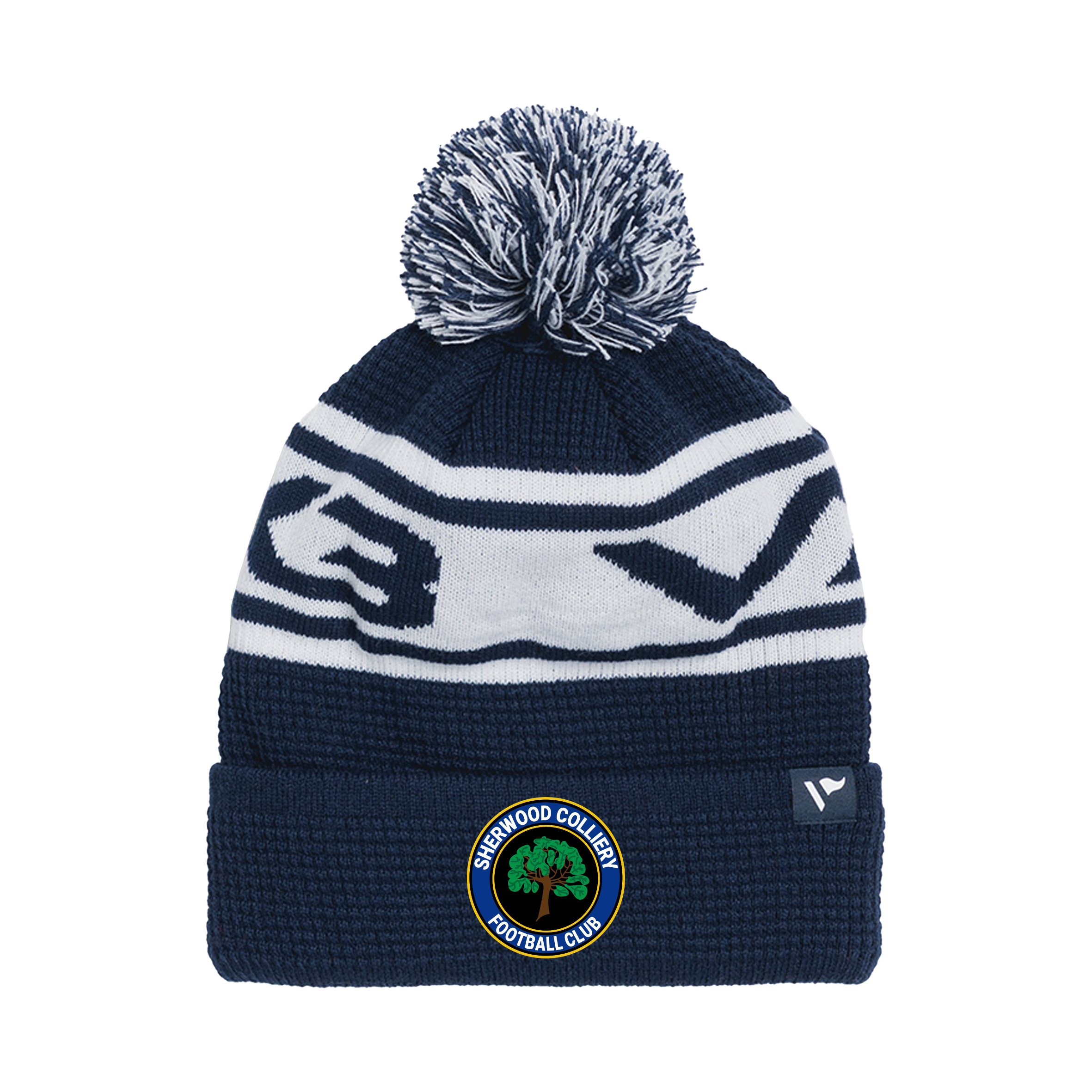 Sherwood Colliery FC Waffle Knit Bobble Hat - Navy/White