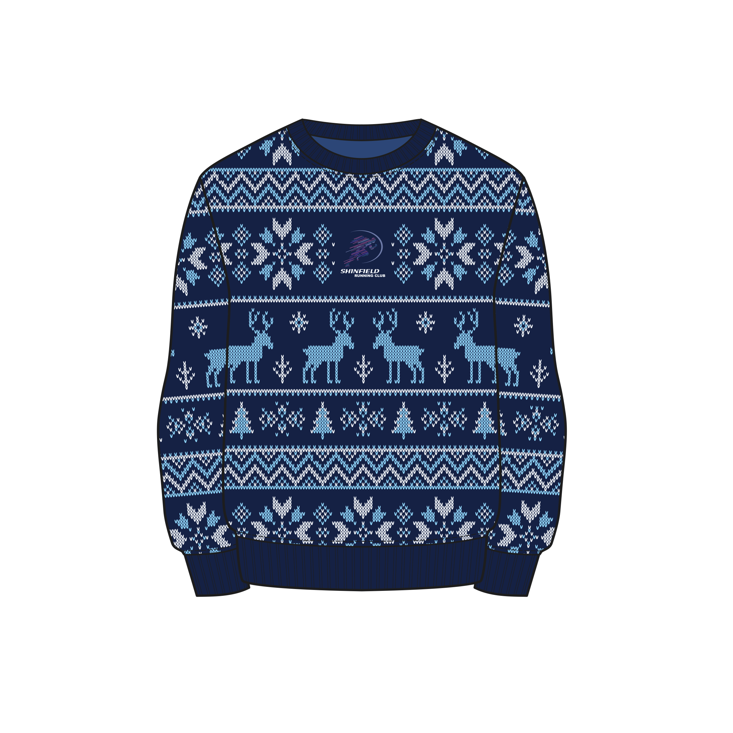 Shinfield Running Club Christmas Jumper - Navy/Sky/White