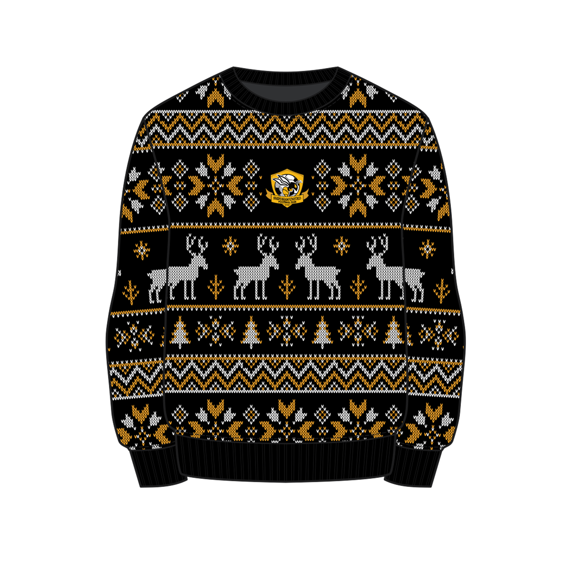 Shipdham United FC Christmas Jumper - Black/Amber/White Youth