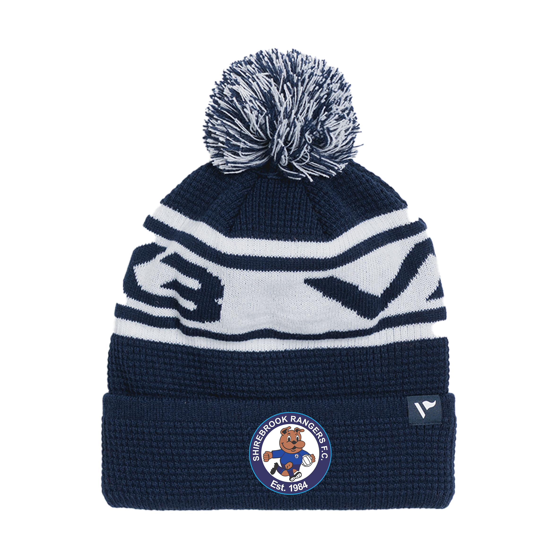 Shirebrook Rangers Waffle Knit Bobble Hat - Navy/White