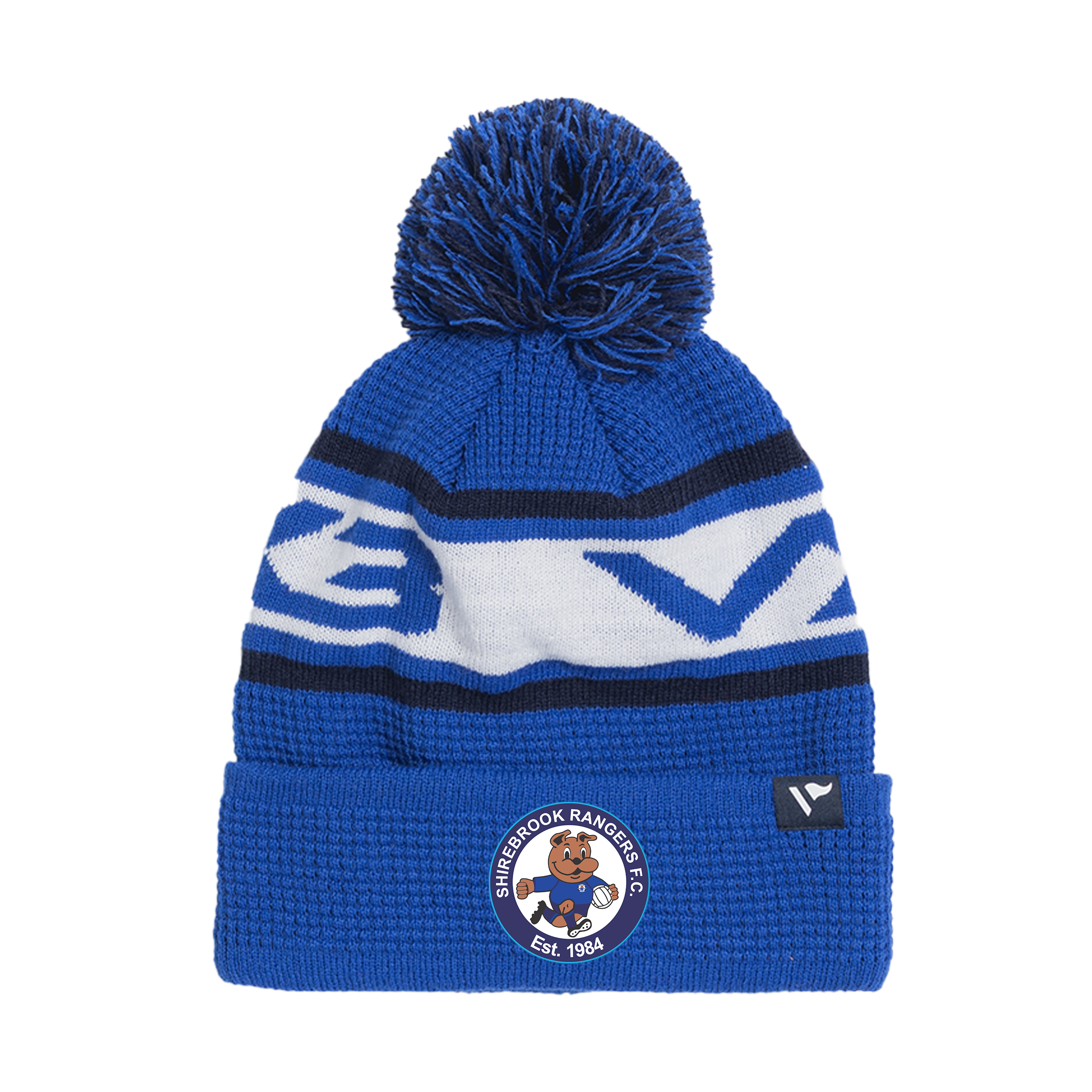 Shirebrook Rangers Waffle Knit Bobble Hat - Royal/Navy/White