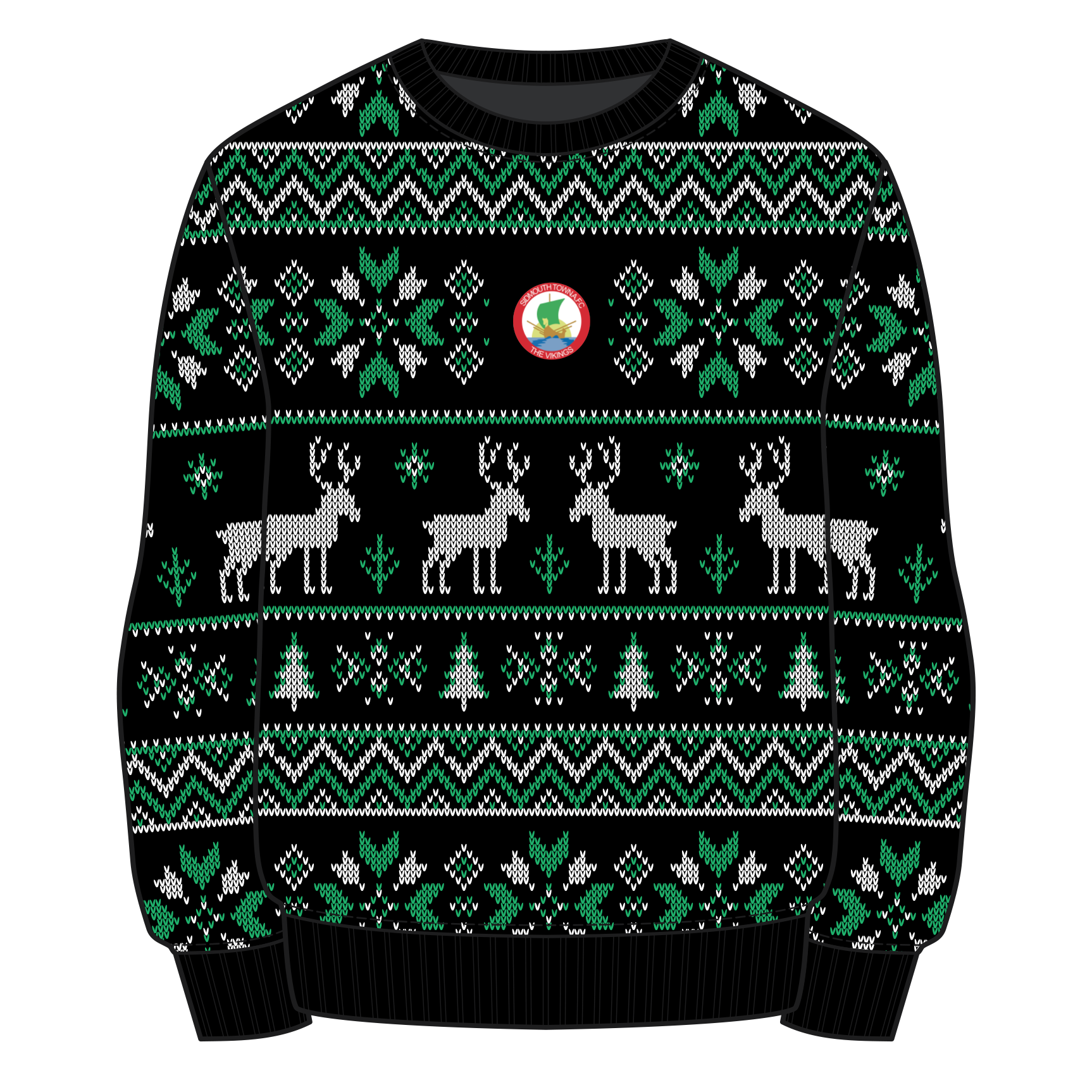 Sidmouth Town FC Christmas Jumper - Black/Emerald/White