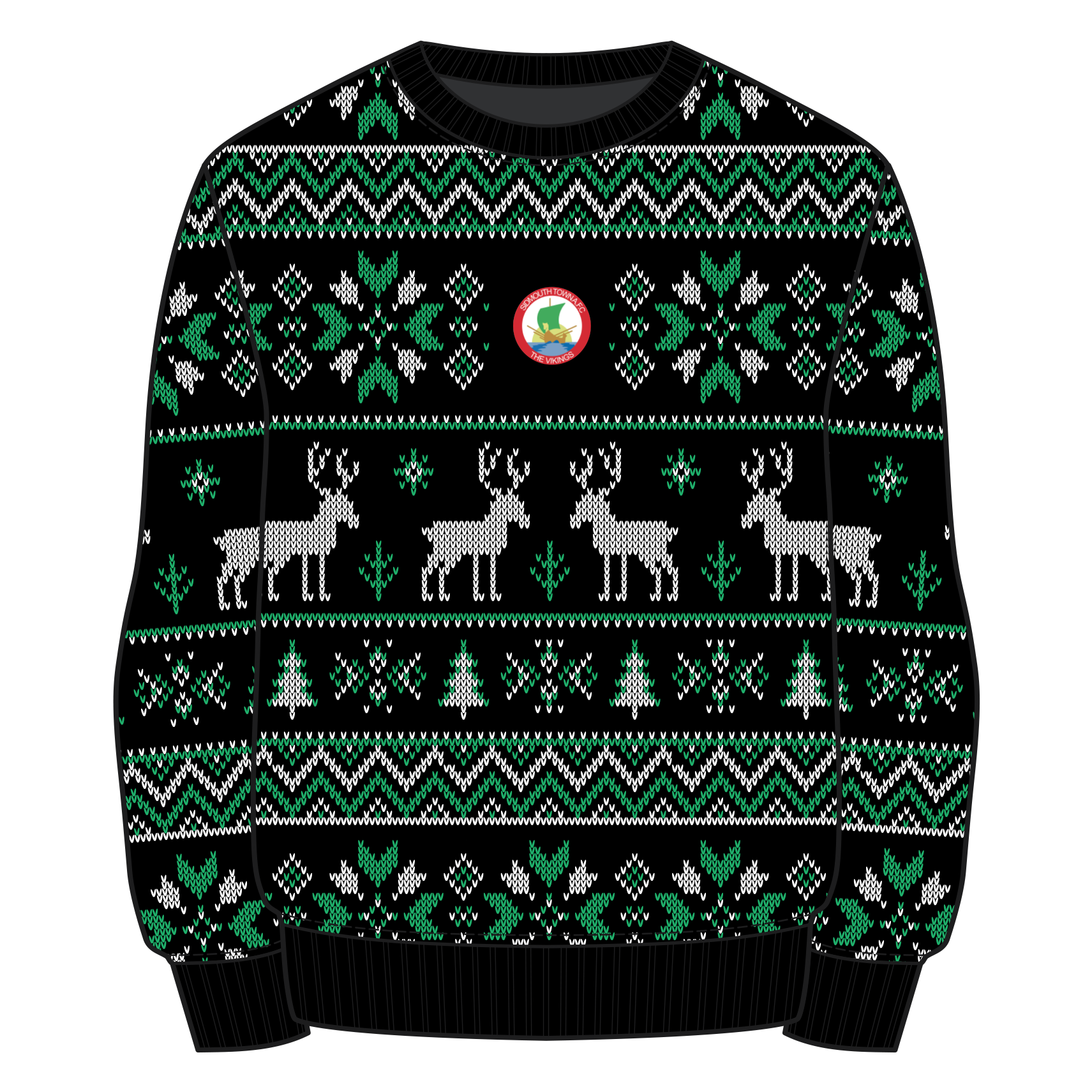 Sidmouth Town FC Christmas Jumper - Black/Emerald/White Youth