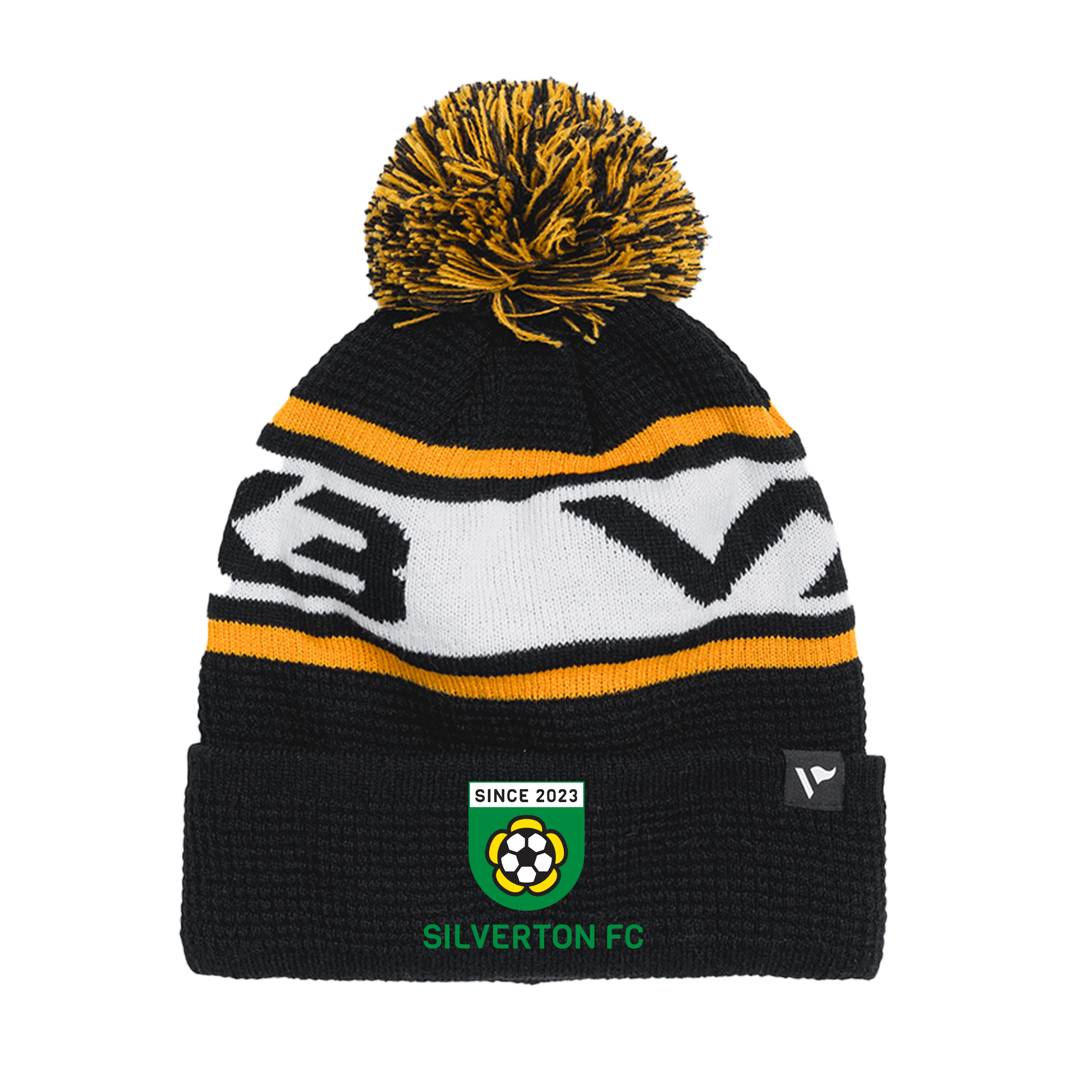 Silverton FC Waffle Knit Bobble Hat - Black/Amber/White