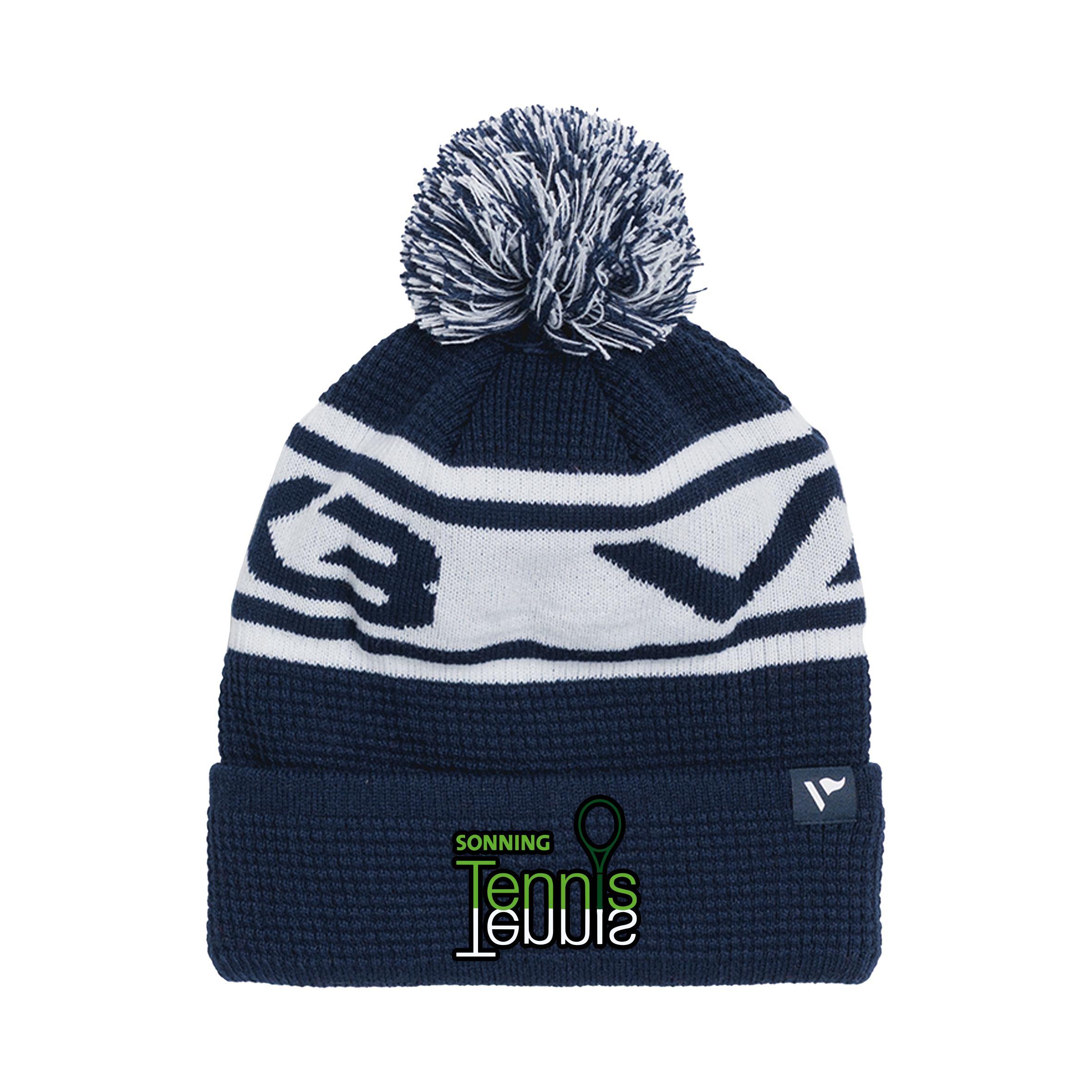 Sonning Lawn Tennis Club Waffle Knit Bobble Hat - Navy/White