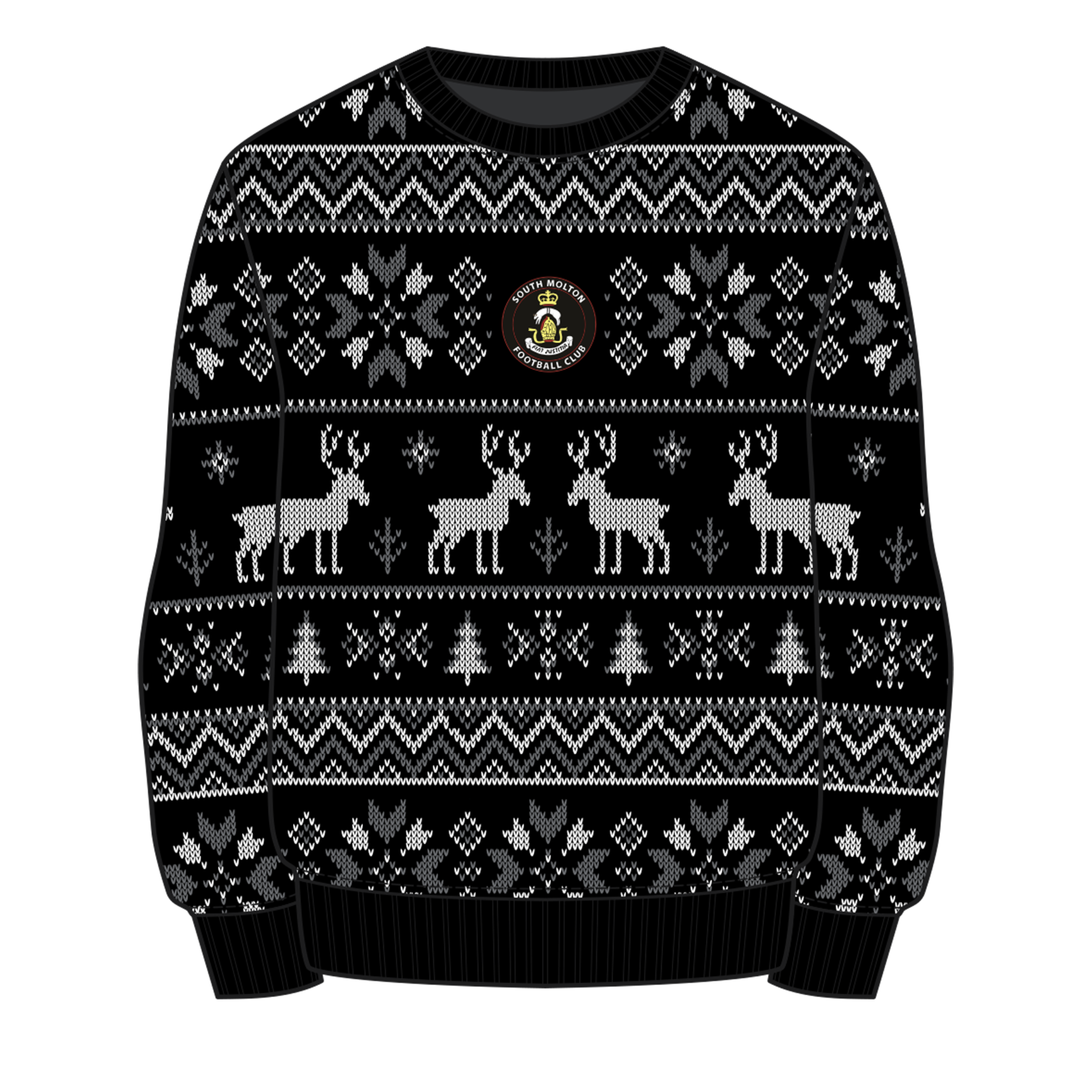 South Molton FC Christmas Jumper - Black/Grey/White Youth