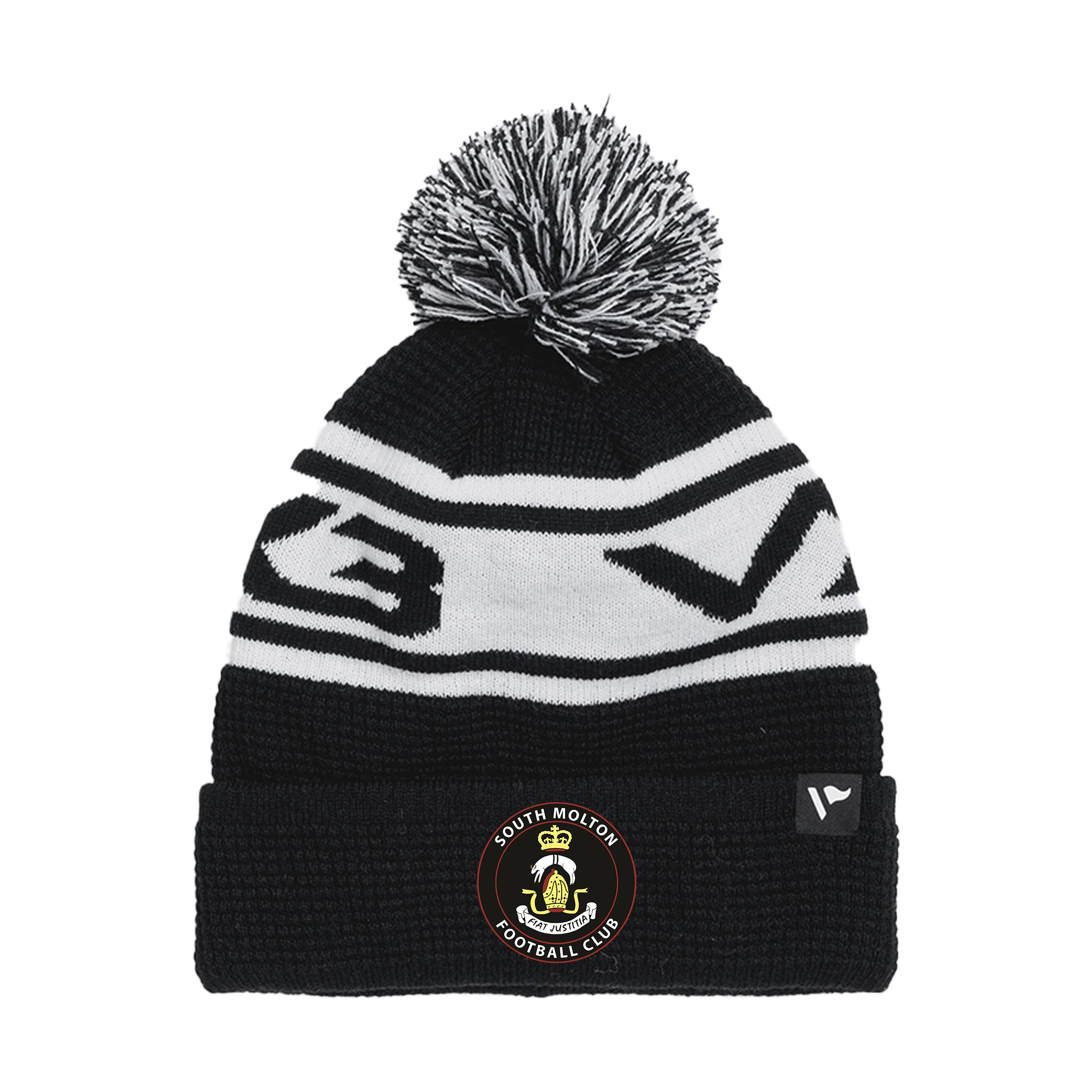 South Molton FC Waffle Knit Bobble Hat - Black/White