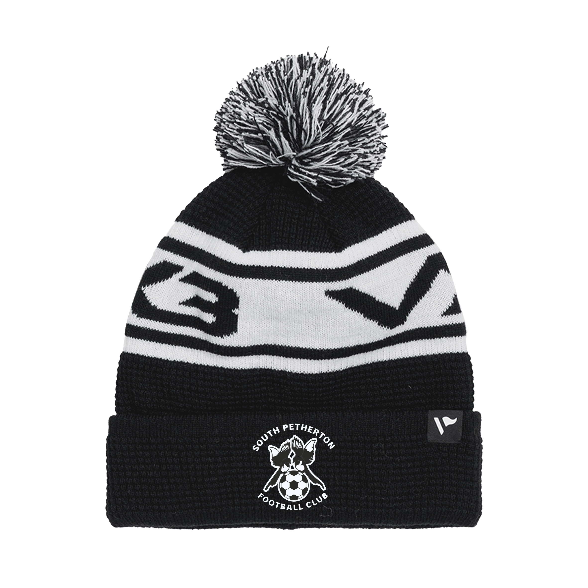 South Petherton FC Waffle Knit Bobble Hat - Black/White