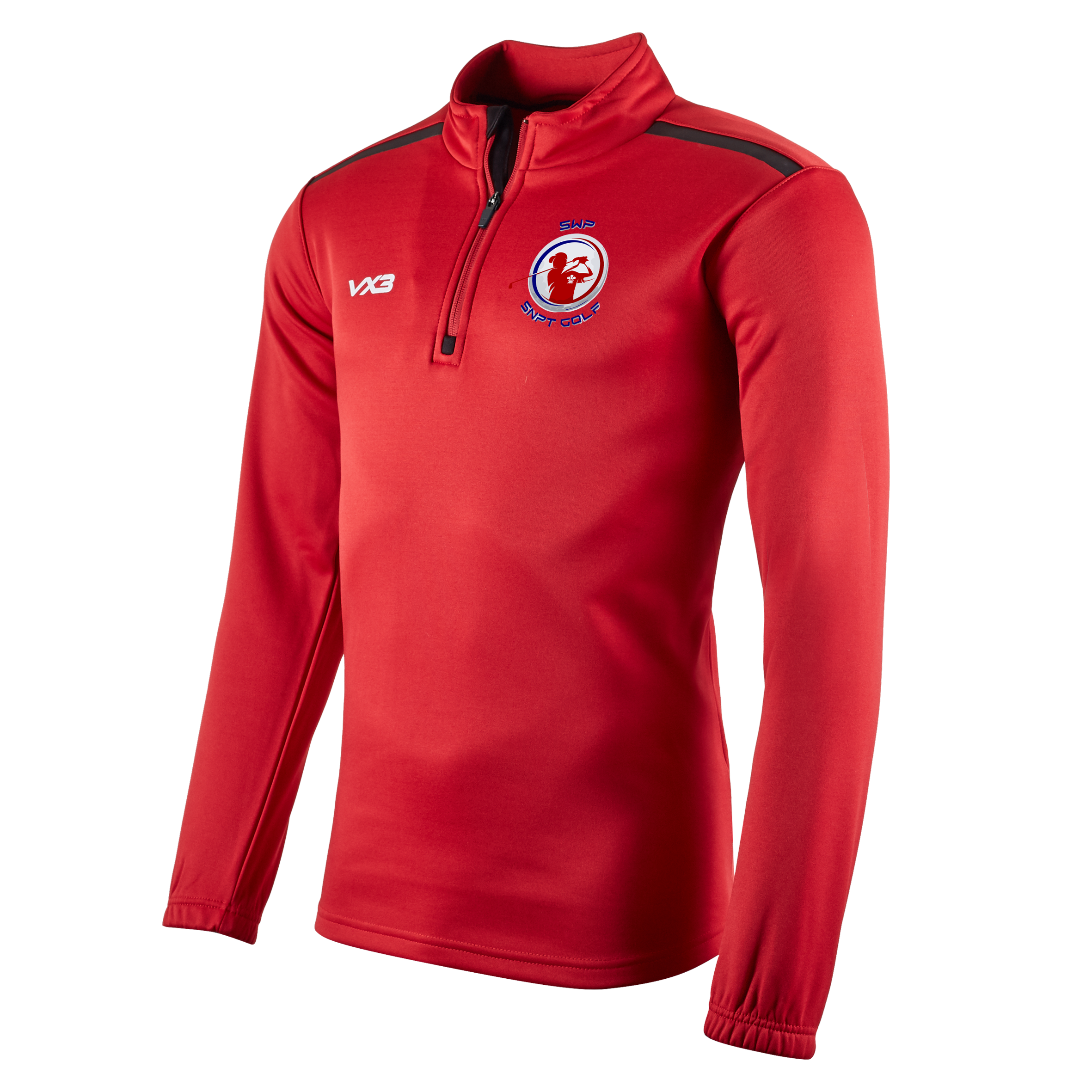 South Wales Police Golf Fortis Youth Quarter Zip Sweat Red/Black