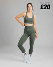Spira Seamless Bra and Legging Set Olive