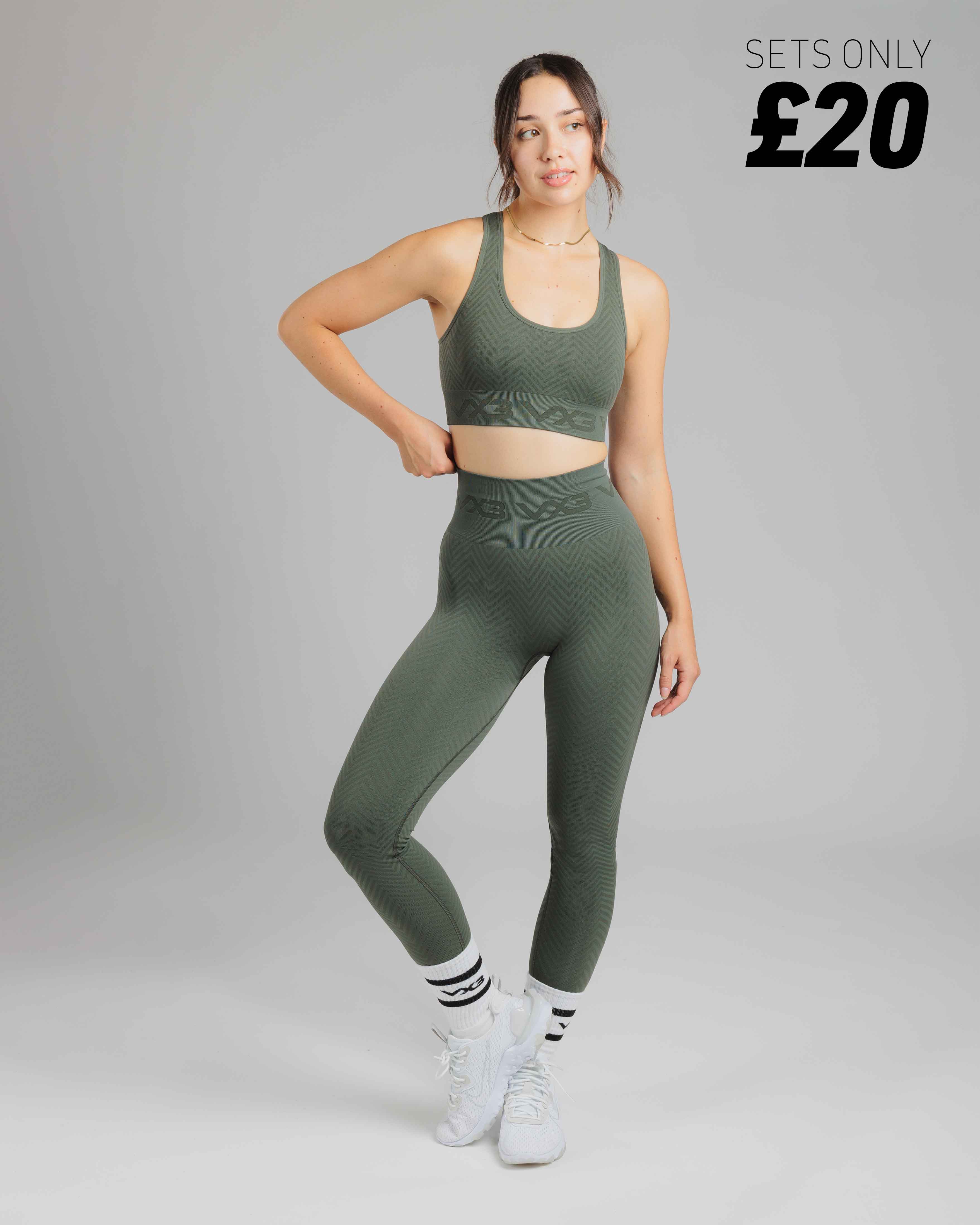 Spira Seamless Bra and Legging Set Olive