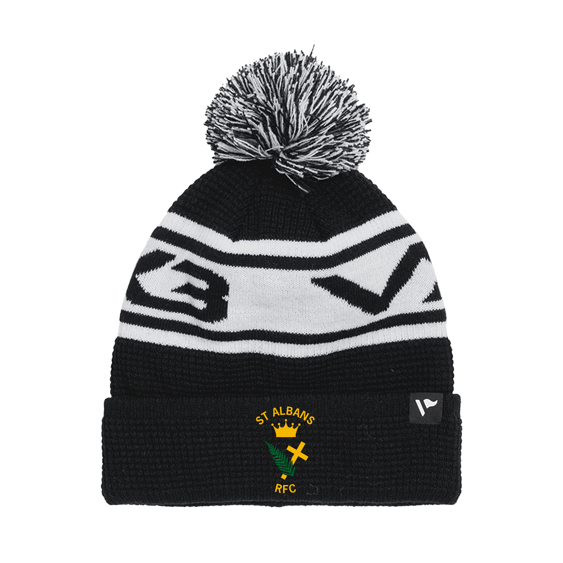 St Albans RFC Waffle Knit Bobble Hat - Black/White