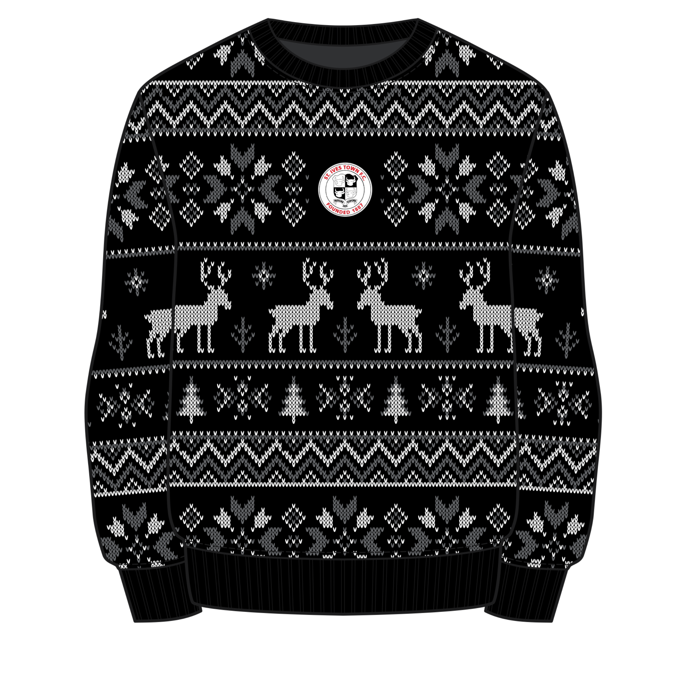 St Ives Town FC Christmas Jumper - Black/Grey/White