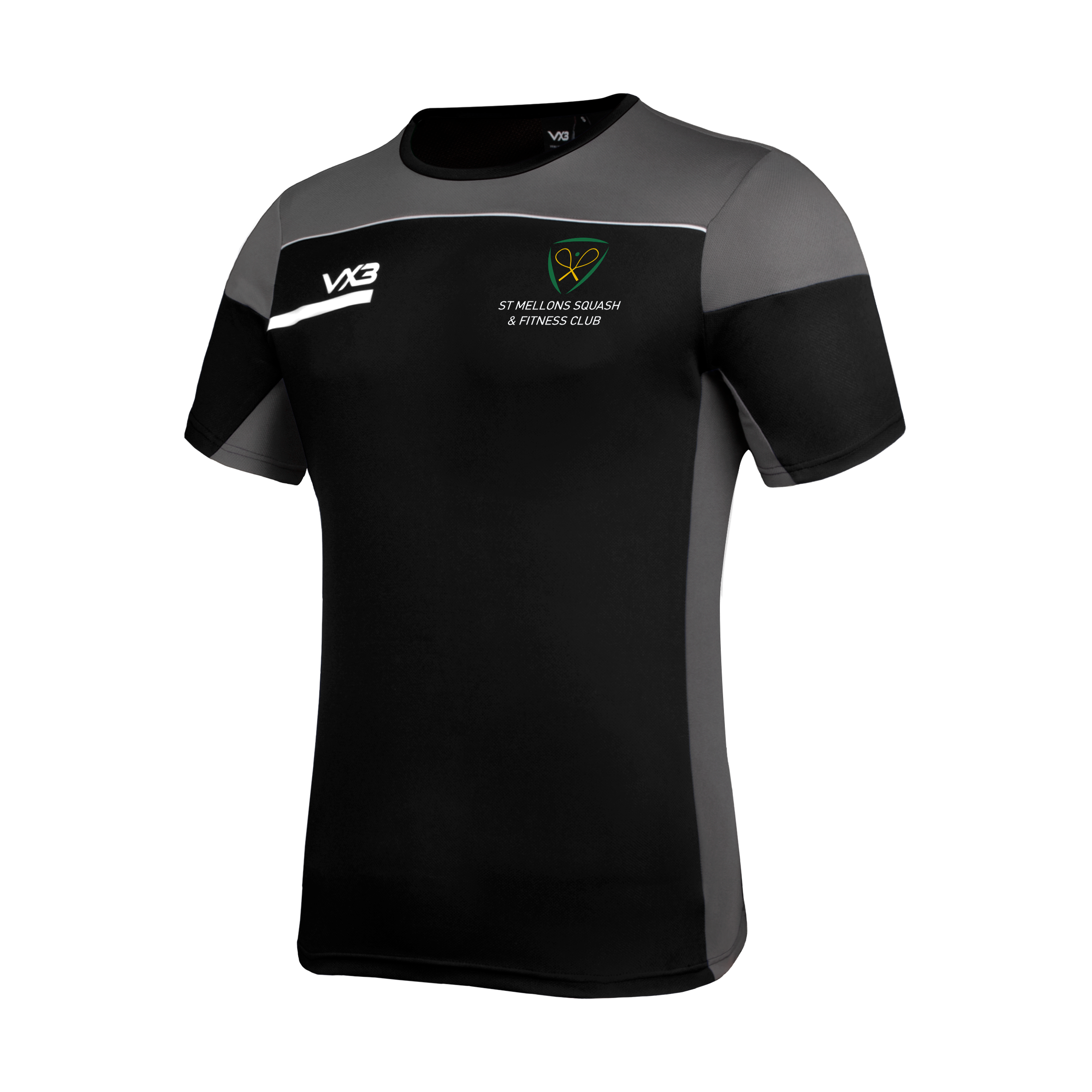 St Mellons Squash Club Opus Tee Youth - Black Grey