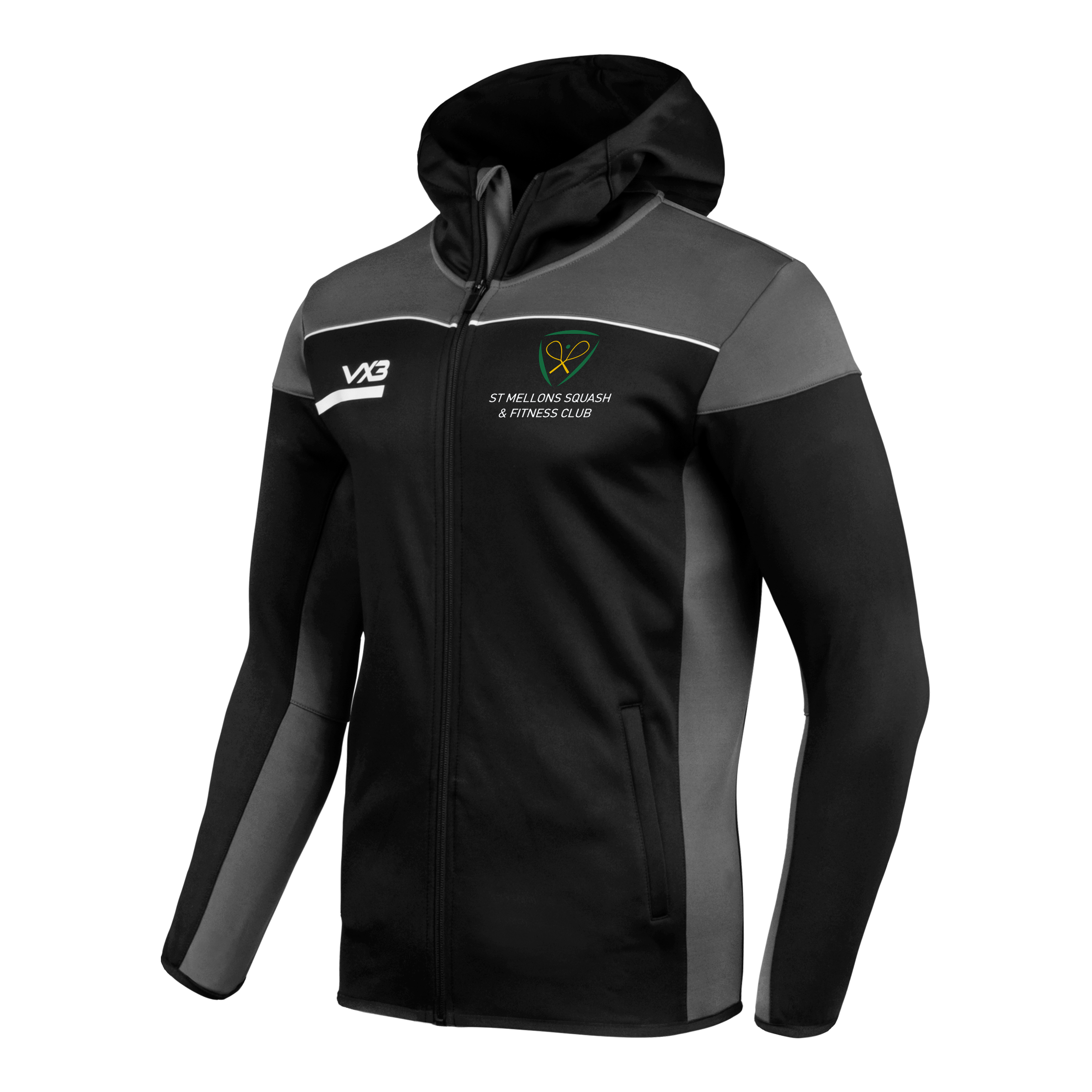 St Mellons Squash Club Opus Zoodie Youth - Black Grey