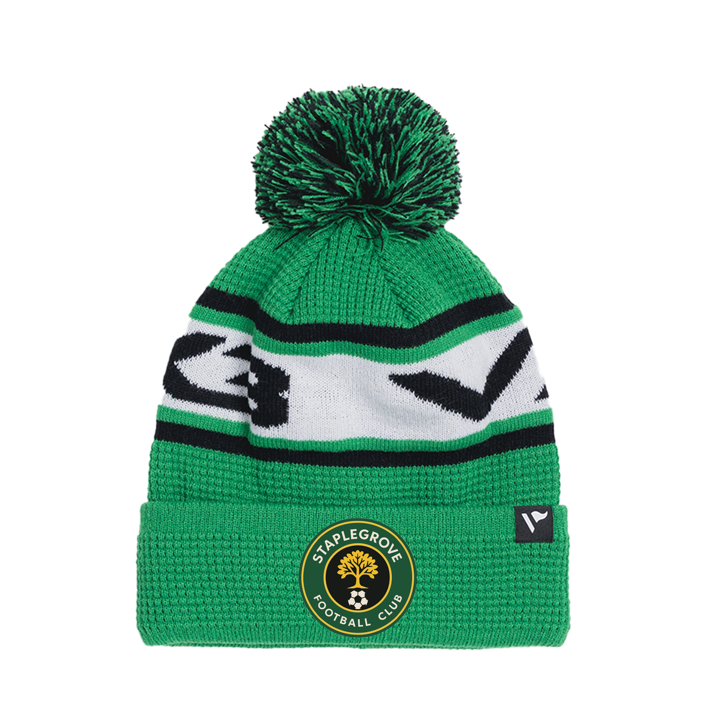 Staplegrove FC Waffle Knit Bobble Hat - Emerald/Black/White